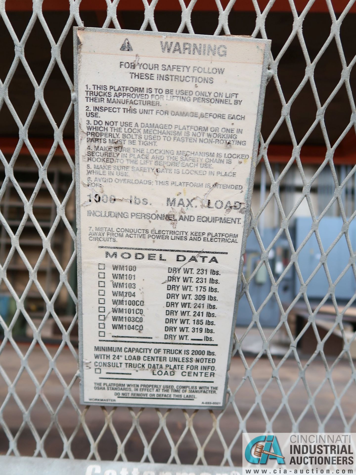 48" X 48" COTTERMAN LIFT TRUCK TYPE SAFETY MAN CAGE - Image 3 of 3