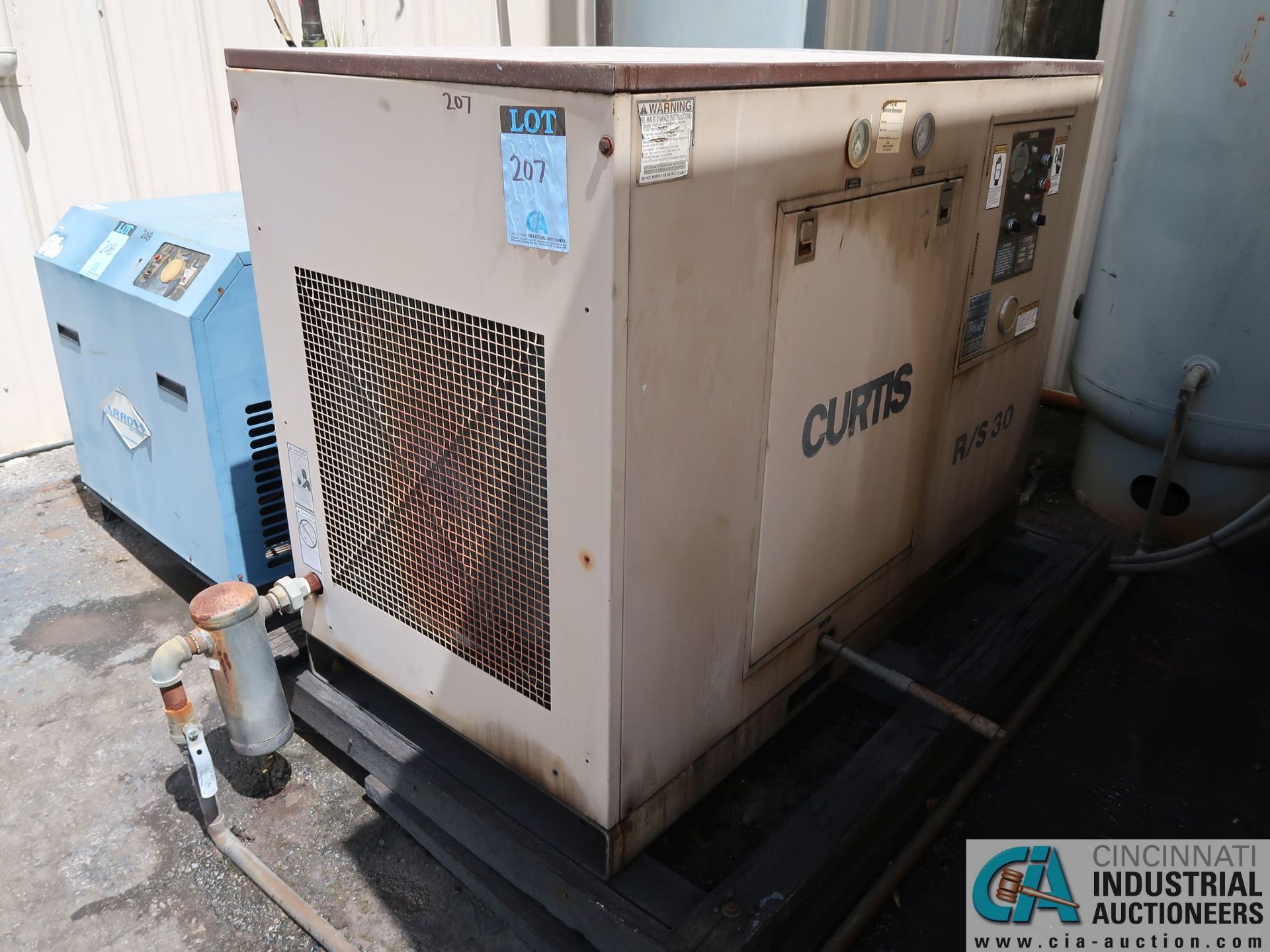 30 HP CURTIS MODEL R/S30 ROTARY SCREW AIR COMPRESSOR; S/N 16L99003, 68,354 HOURS