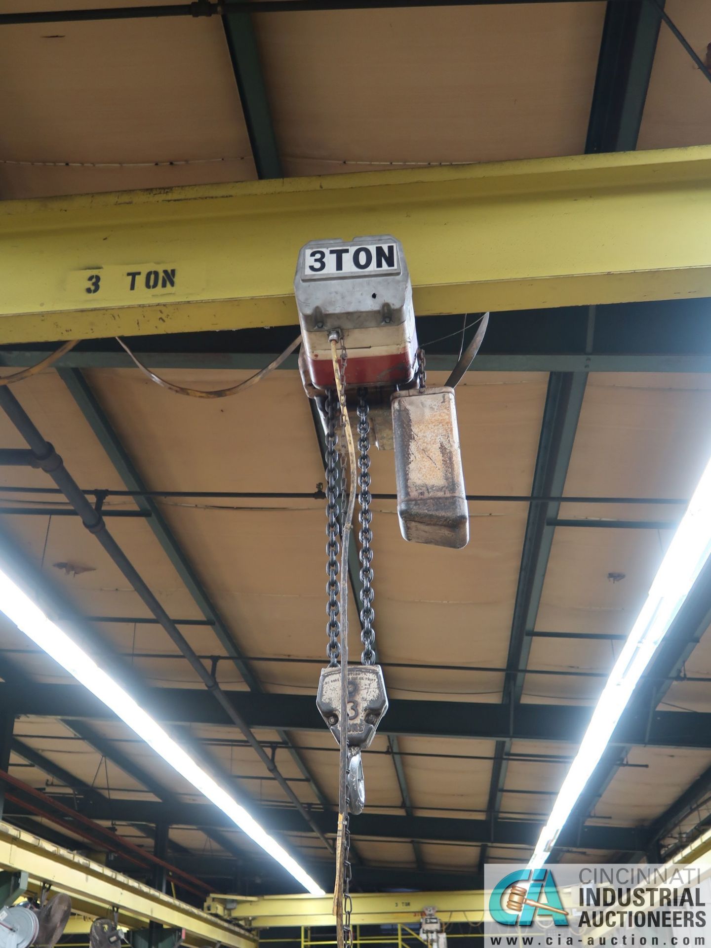 3 TON X 28' (APPROX.) SINGLE GIRDER TOP RUNNING OVERHEAD BRIDGE CRANE, 3 TON COFFING CHAIN HOIST, - Image 5 of 5