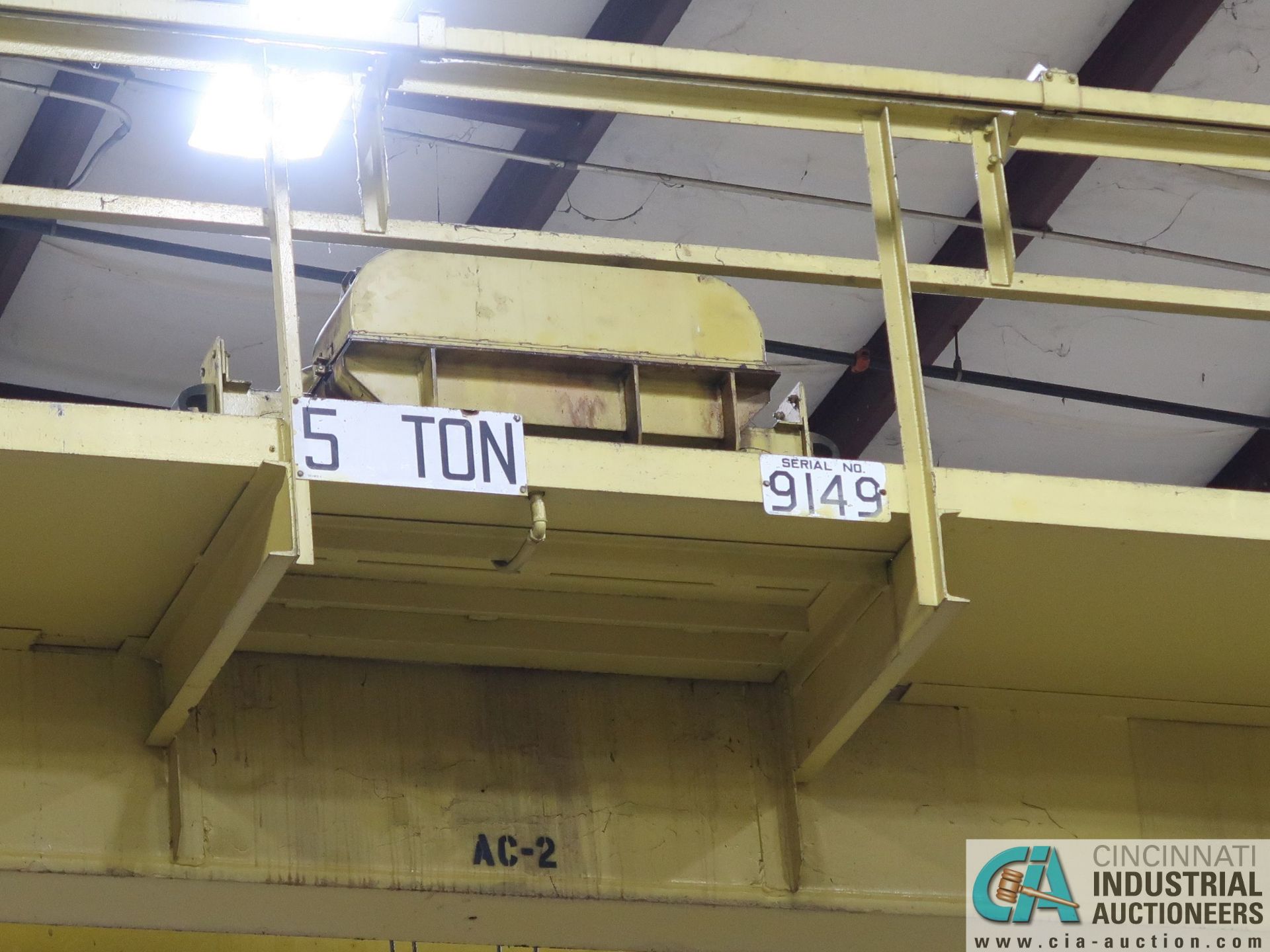 5 TON TON X 56' (APPROX.) SPAN DOUBLE GIRDER TOP RUNNING OVERHEAD BRIDGE CRANE; S/N 9149, RADIO - Image 4 of 9