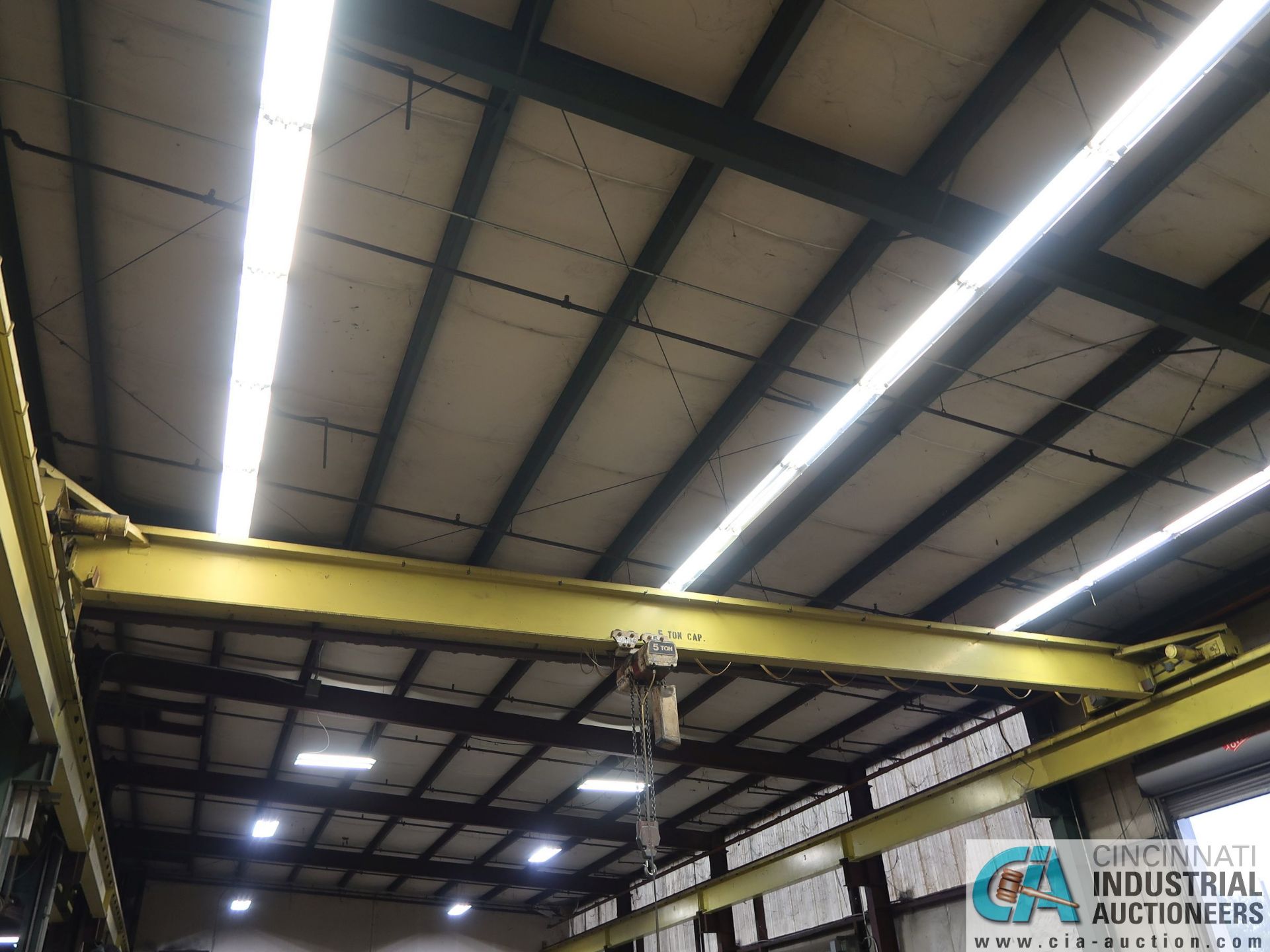 5 TON X 42' (APPROX.) SINGLE GIRDER TOP RUNNING OVERHEAD BRIDGE CRANE, 5 TON COFFING CHAIN HOIST, - Image 6 of 6