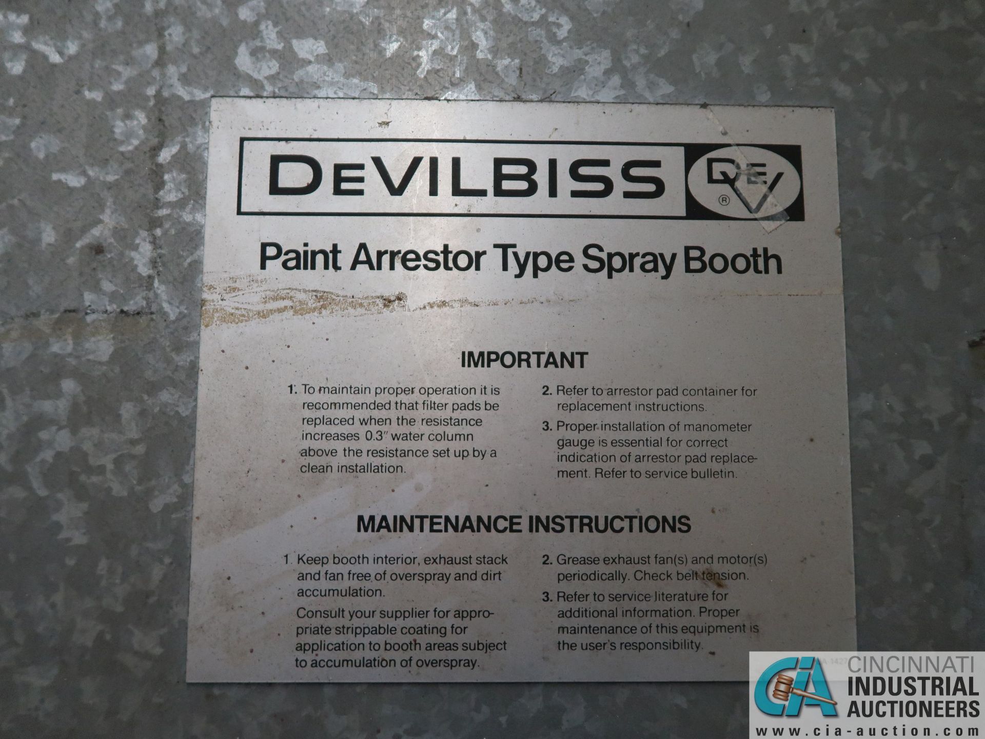 14' X 13' X 11-1/2' APPROX. DEVILBISS REAR EXHAUST BOLT TOGETHER PAINT ARRESTOR TYPE PAINT BOOTH - Image 2 of 7