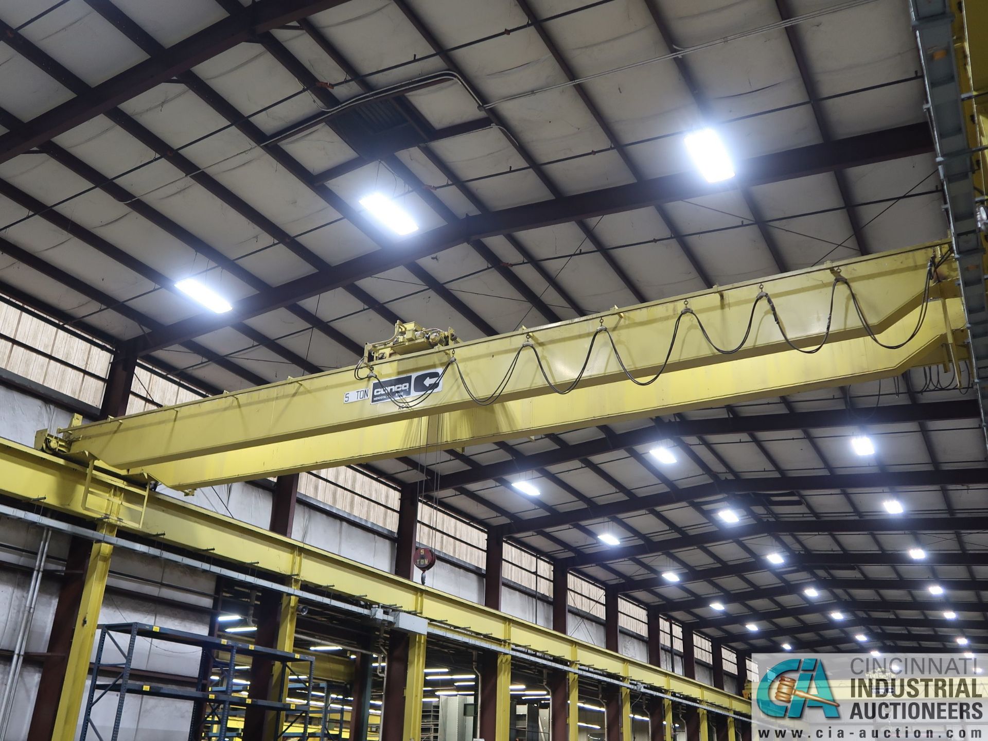 5 TON TON X 56' (APPROX.) SPAN DOUBLE GIRDER TOP RUNNING OVERHEAD BRIDGE CRANE; S/N 9149, RADIO - Image 8 of 9