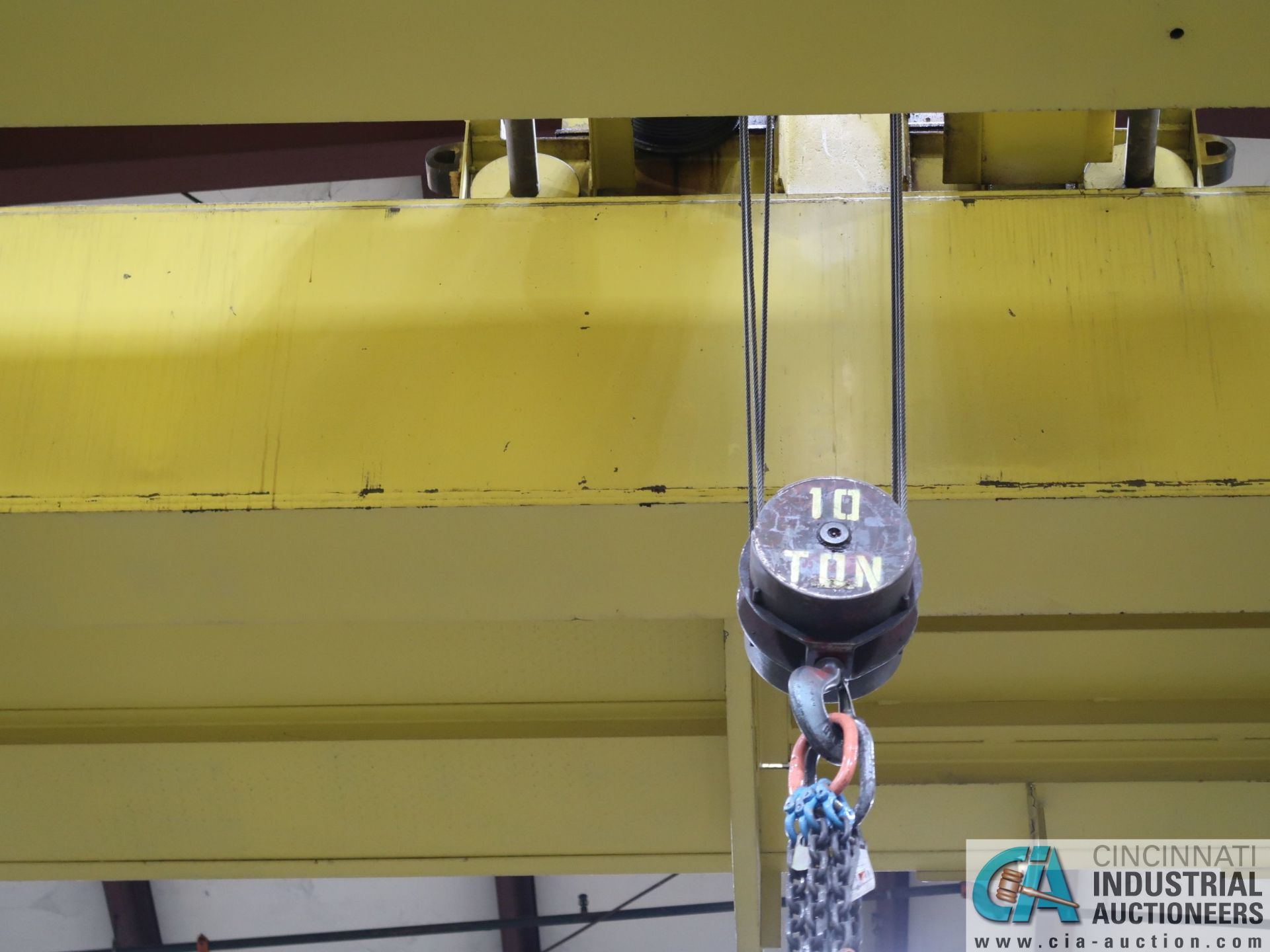 10 TON TON X 56' (APPROX.) SPAN DOUBLE GIRDER TOP RUNNING OVERHEAD BRIDGE CRANE; S/N 9155, RADIO - Image 5 of 11