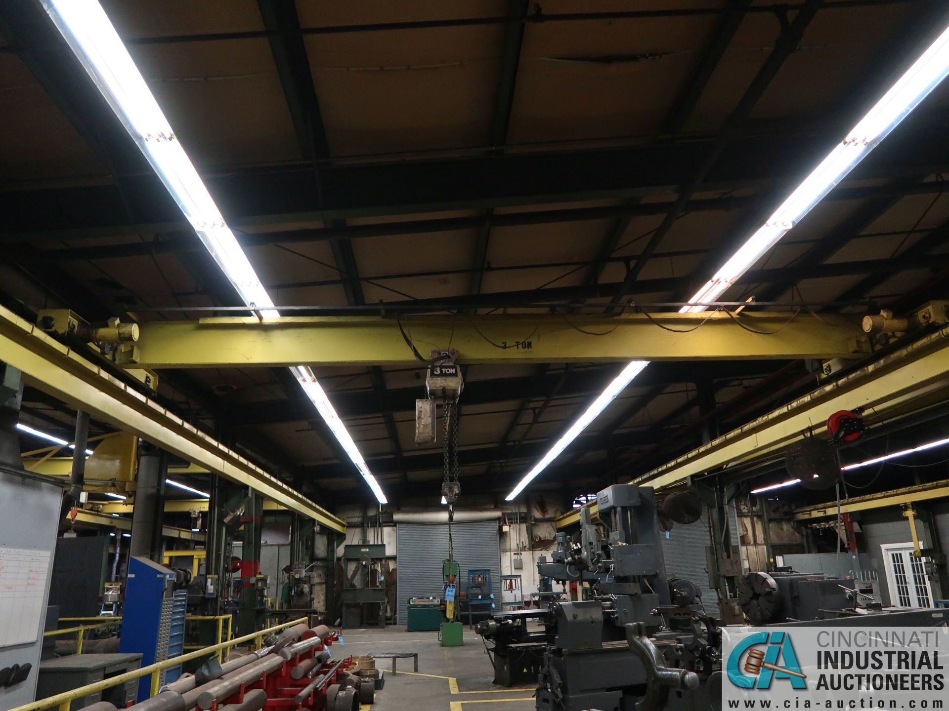 3 TON X 28' (APPROX.) SINGLE GIRDER TOP RUNNING OVERHEAD BRIDGE CRANE, 3 TON COFFING CHAIN HOIST, - Image 2 of 5