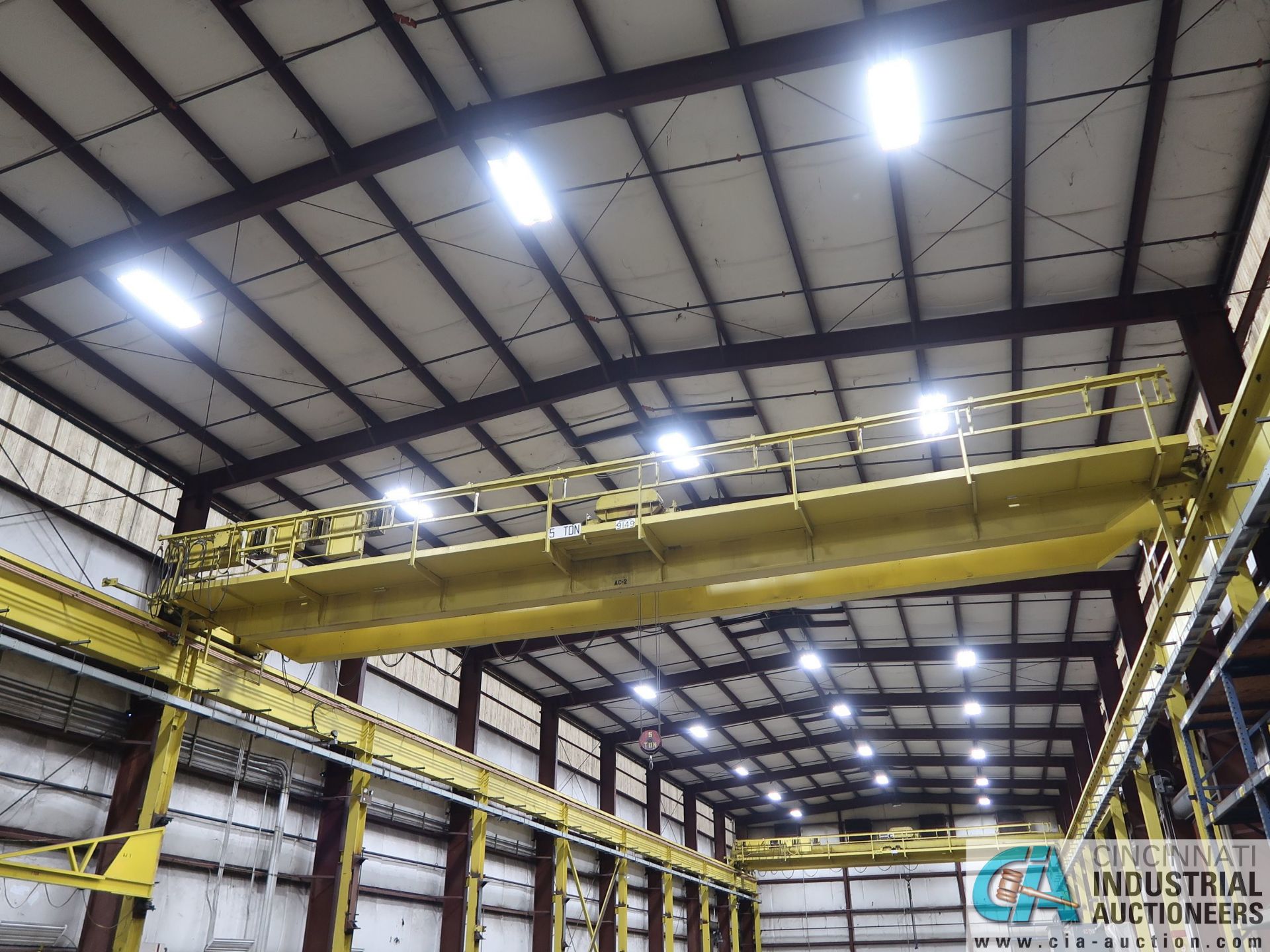 5 TON TON X 56' (APPROX.) SPAN DOUBLE GIRDER TOP RUNNING OVERHEAD BRIDGE CRANE; S/N 9149, RADIO - Image 2 of 9