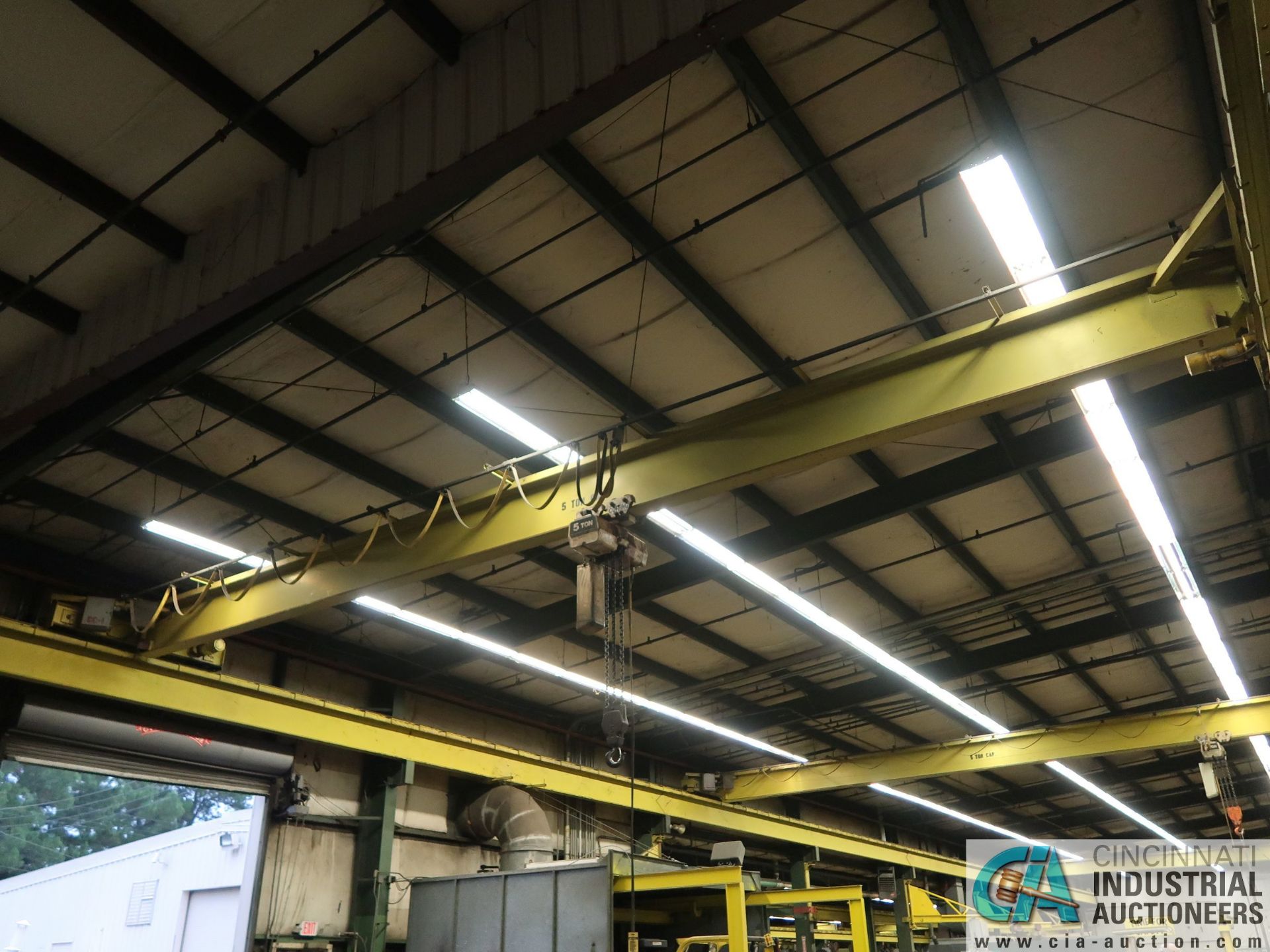 5 TON X 42' (APPROX.) SINGLE GIRDER TOP RUNNING OVERHEAD BRIDGE CRANE, 5 TON COFFING CHAIN HOIST, - Image 2 of 6