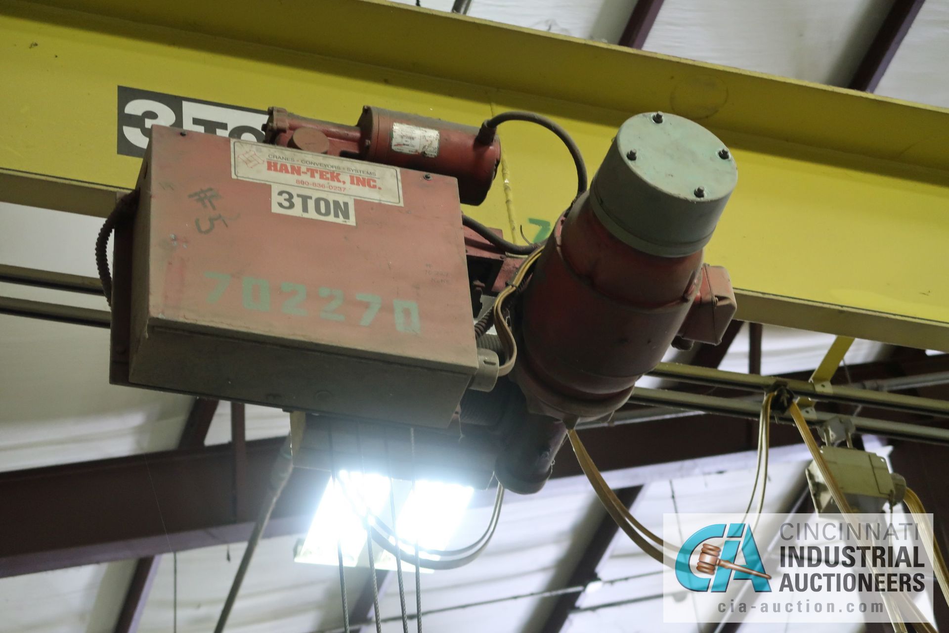 **3 TON X 30' APPROX. SPAN ELECTRO-LIFT SINGLE GIRDER UNDER HUNG OVERHEAD CRANE; NO. 70227B **SOLD - Image 3 of 5