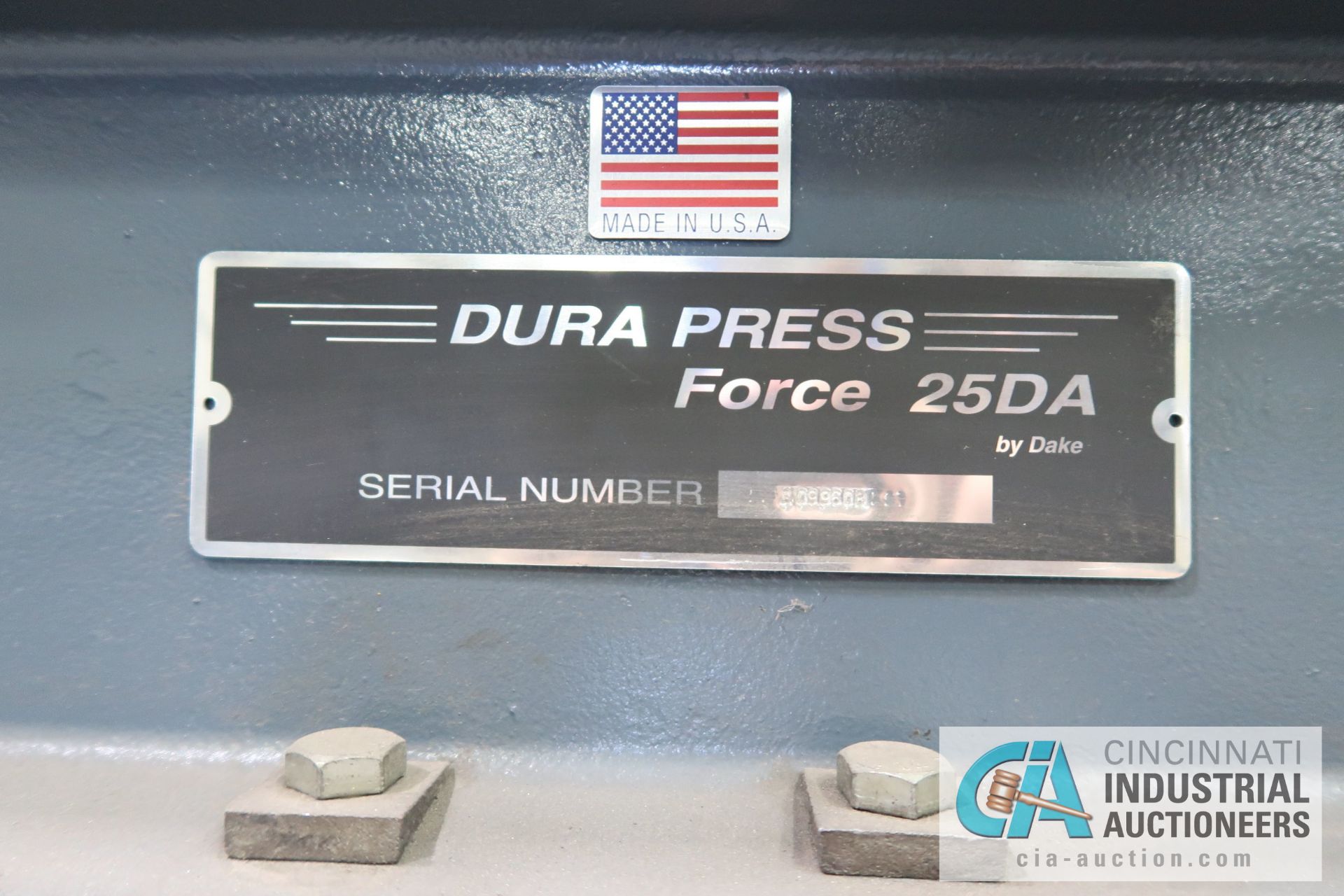 25 TON DURA PRESS MODEL FORCE 25DA HYDRAULIC FRAME PRESS; S/N 1099608 - Image 3 of 5