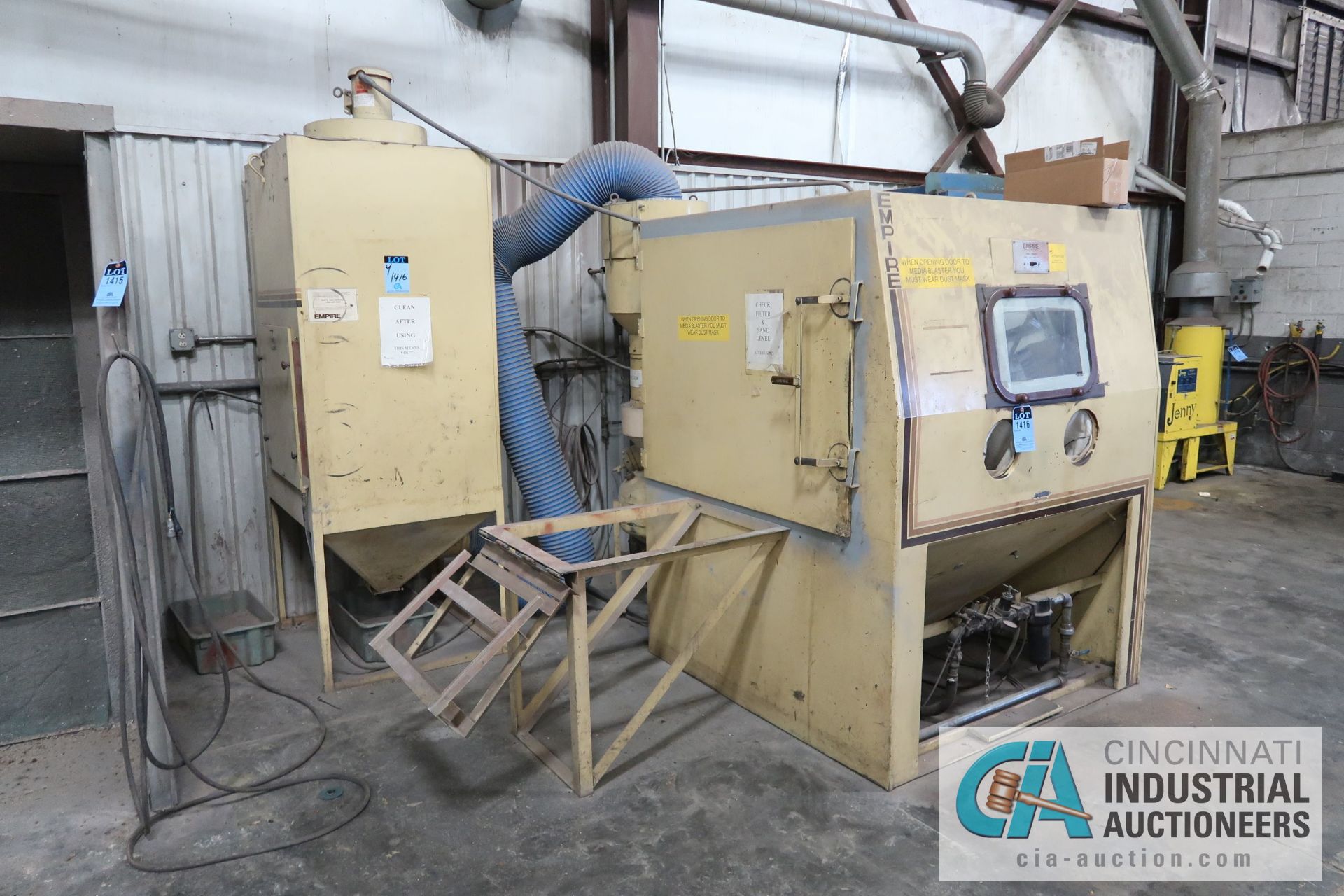 5' X 5' EMPIRE MODEL 6060PF BLAST CABINET; S/N 8003, WITH EMPIRE MODEL DCM-200A DUST COLLECTOR, - Image 2 of 5