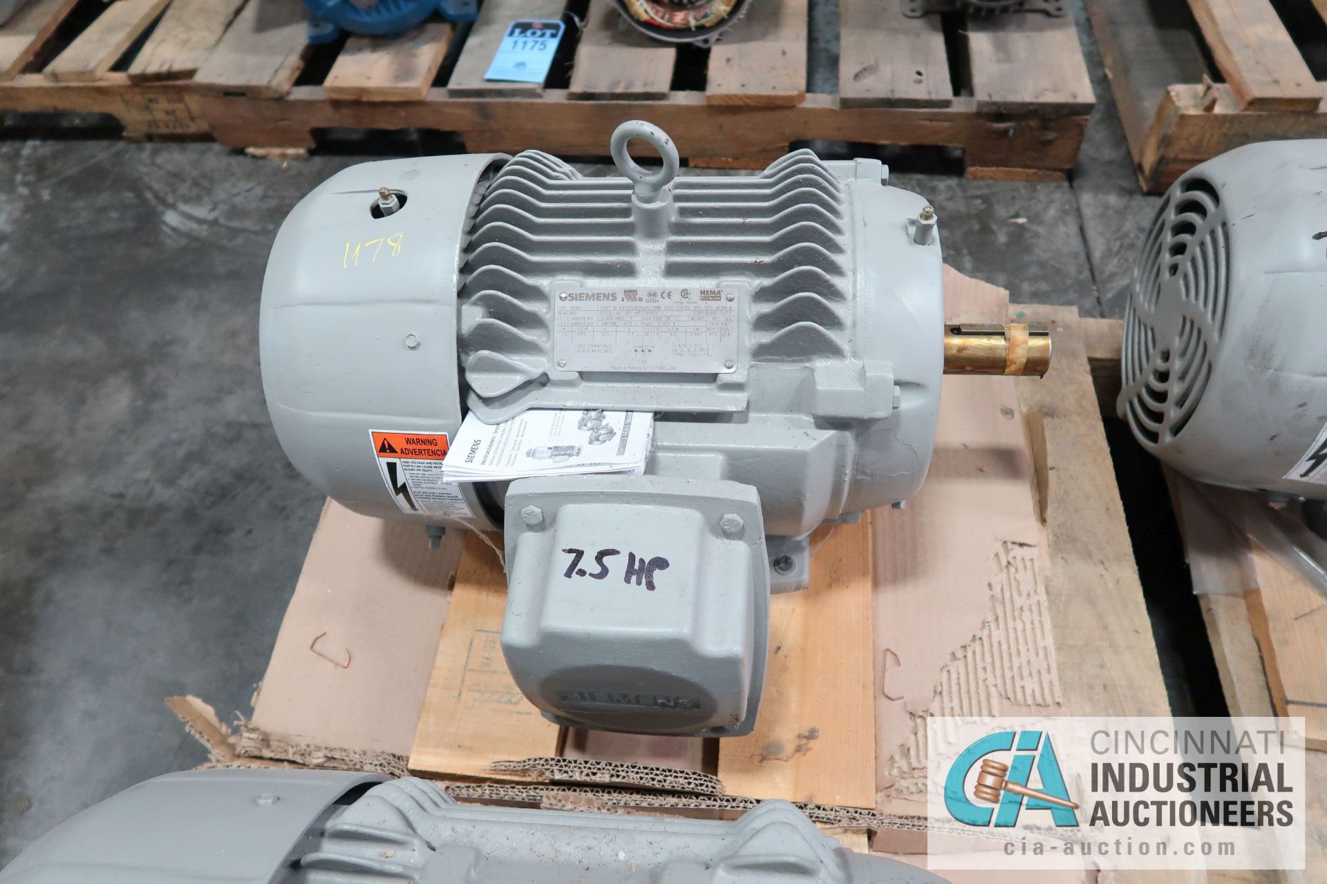 7-1/2 HP SIEMENS TYPE SD100 ELECTRIC MOTORS, 1,765 RPM (NEW) - Image 4 of 7