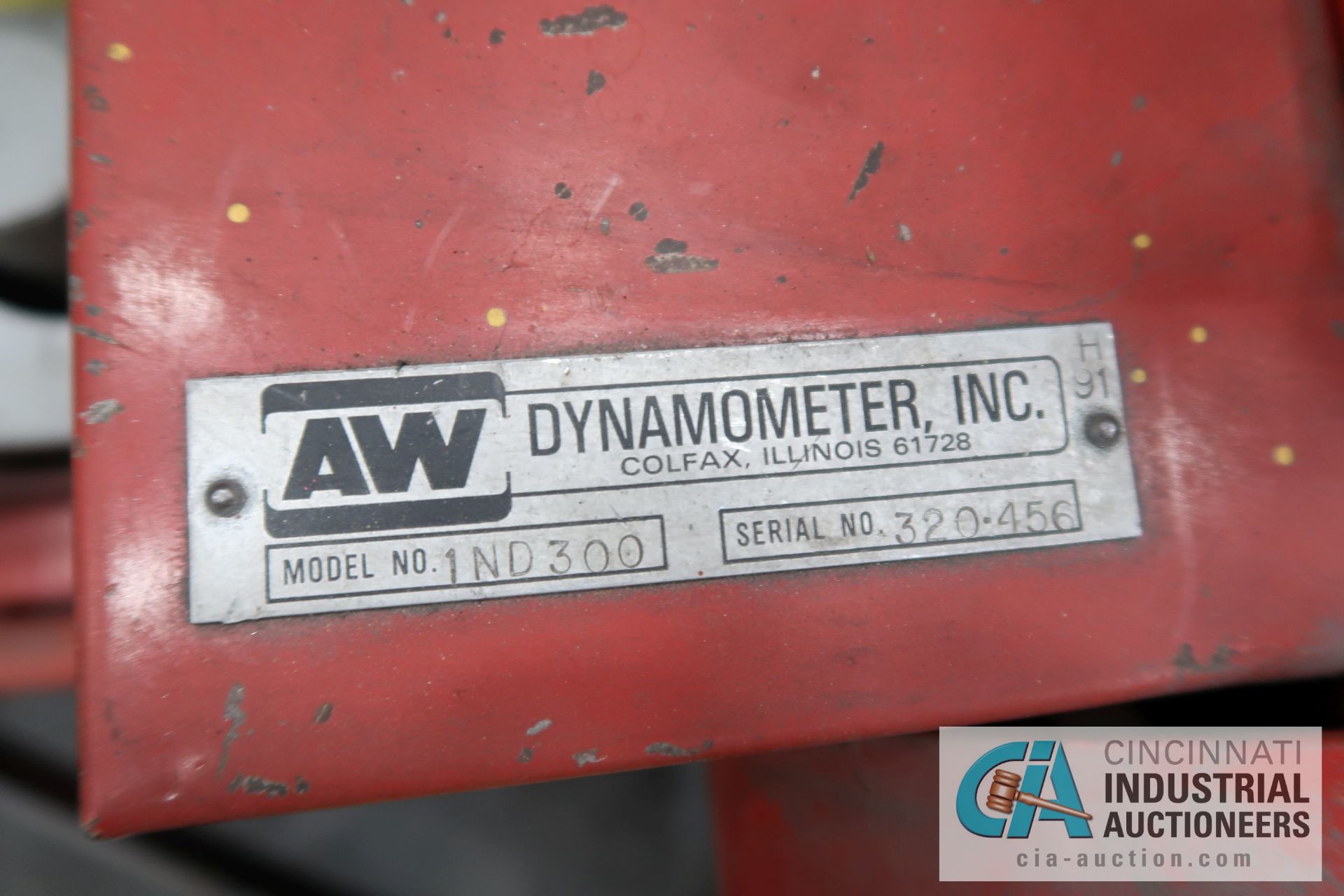 AW DYNAMOMETER MODEL IND300 DYNAMOMETER; S/N 320456, WITH MISCELLANEOUS HEADS AND WATER SUPPLY TANK - Image 5 of 12