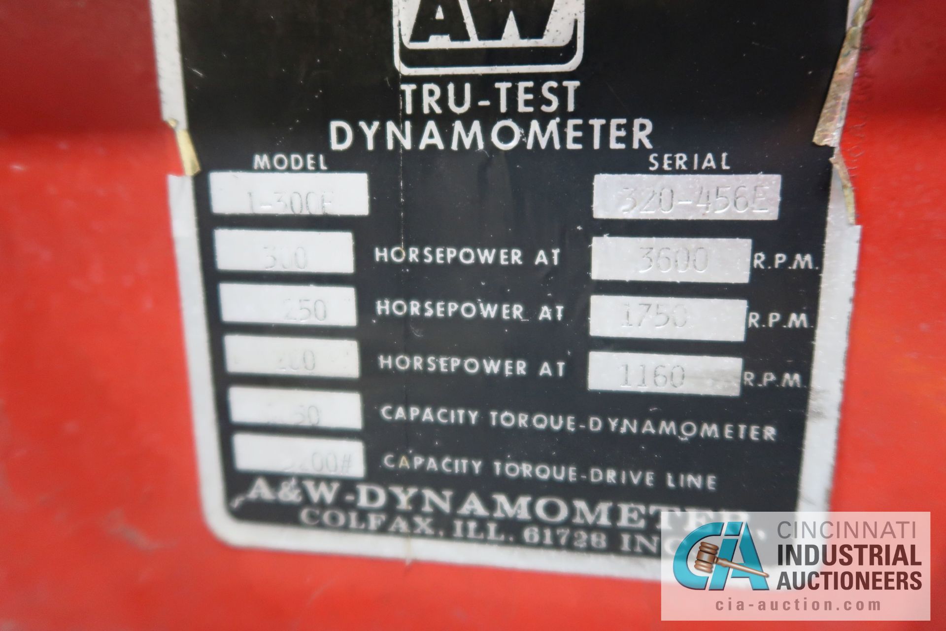 AW DYNAMOMETER MODEL IND300 DYNAMOMETER; S/N 320456, WITH MISCELLANEOUS HEADS AND WATER SUPPLY TANK - Image 9 of 12