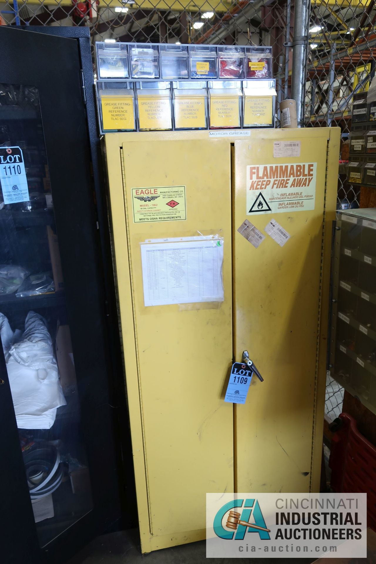 60 GALLON EAGLE FLAMMABLE CABINET WITH CONTENTS