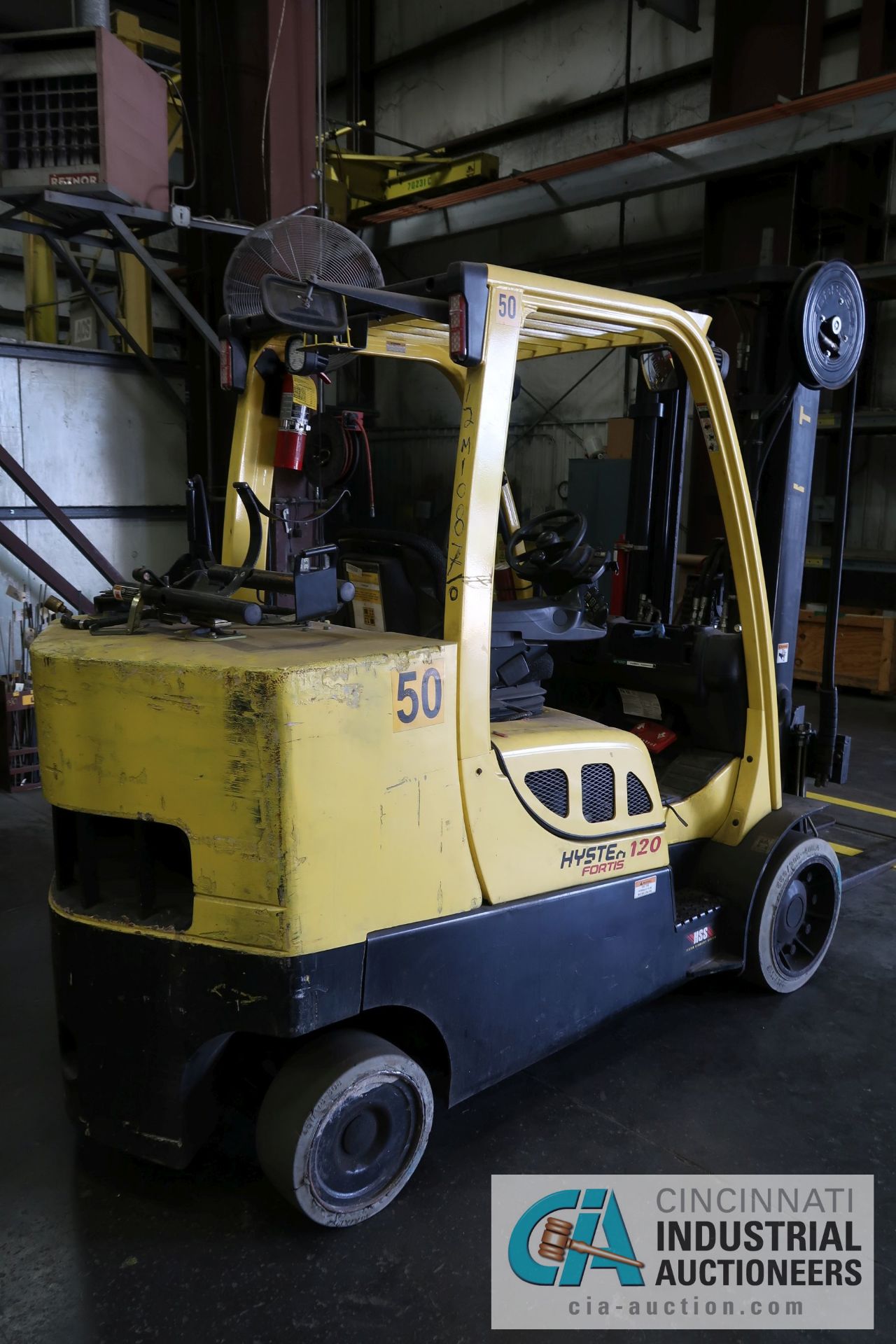 12,000 LB. HYSTER MODEL S120FT-PRS LP GAS CUSHION TIRE LIFT TRUCK; S/N G004V06863K, 2-STAGE MAST, - Image 3 of 9