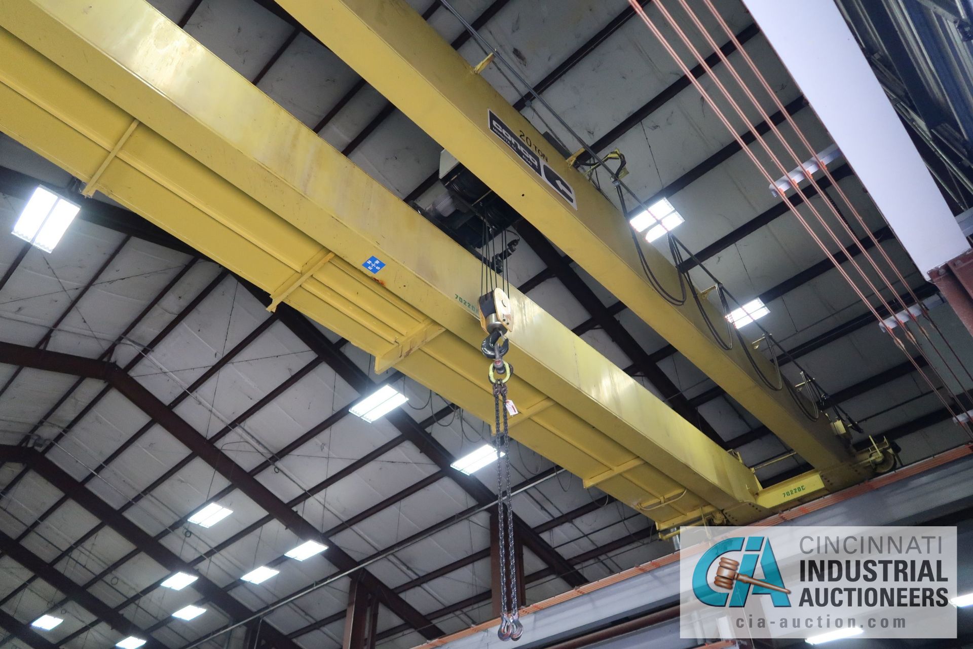 **20 TON X 56' APPROX. SPAN CONCO DOUBLE GIRDER TOP RUNNING OVERHEAD CRANE; S/N 9162, RADIO - Image 3 of 5