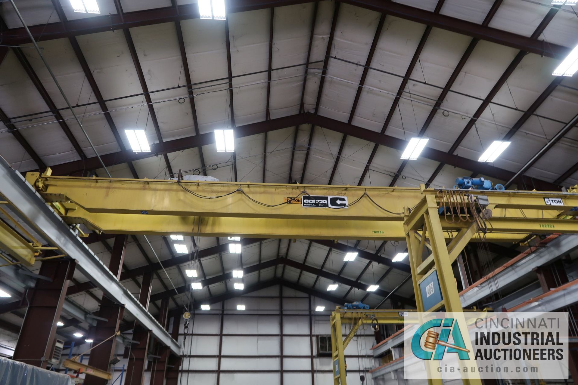 **7-1/2 TON X 56' APPROX. SPAN CONCO DOUBLE GIRDER TOP RUNNING OVERHEAD CRANE; S/N 9148, RADIO