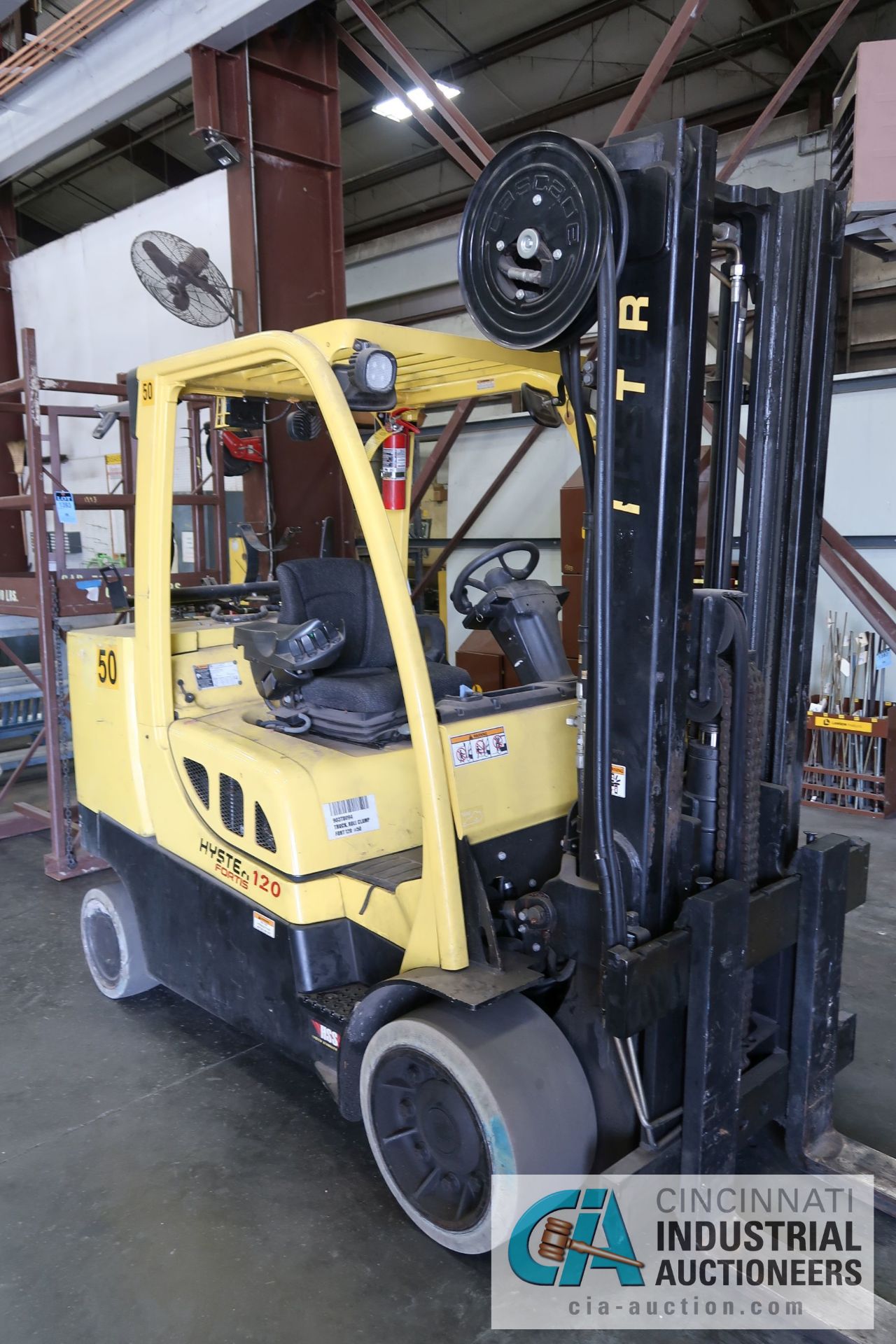 12,000 LB. HYSTER MODEL S120FT-PRS LP GAS CUSHION TIRE LIFT TRUCK; S/N G004V06863K, 2-STAGE MAST, - Image 2 of 9