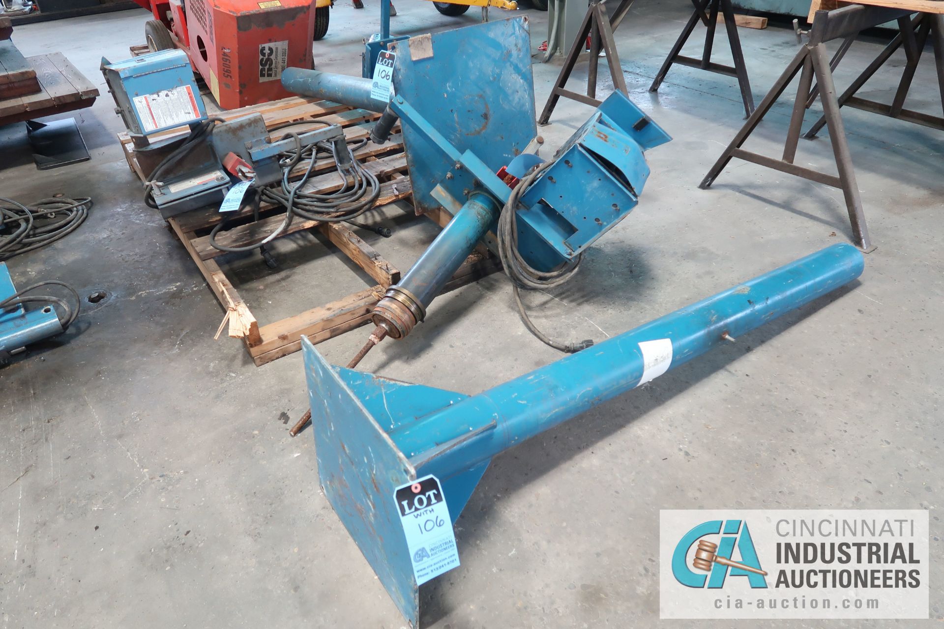 (LOT) 87" HIGH (APPROX.) STANDS WITH (20 24 VOLT 60 SERIES WIRE FEEDER AND (1) EXTRA WIRE FEEDER