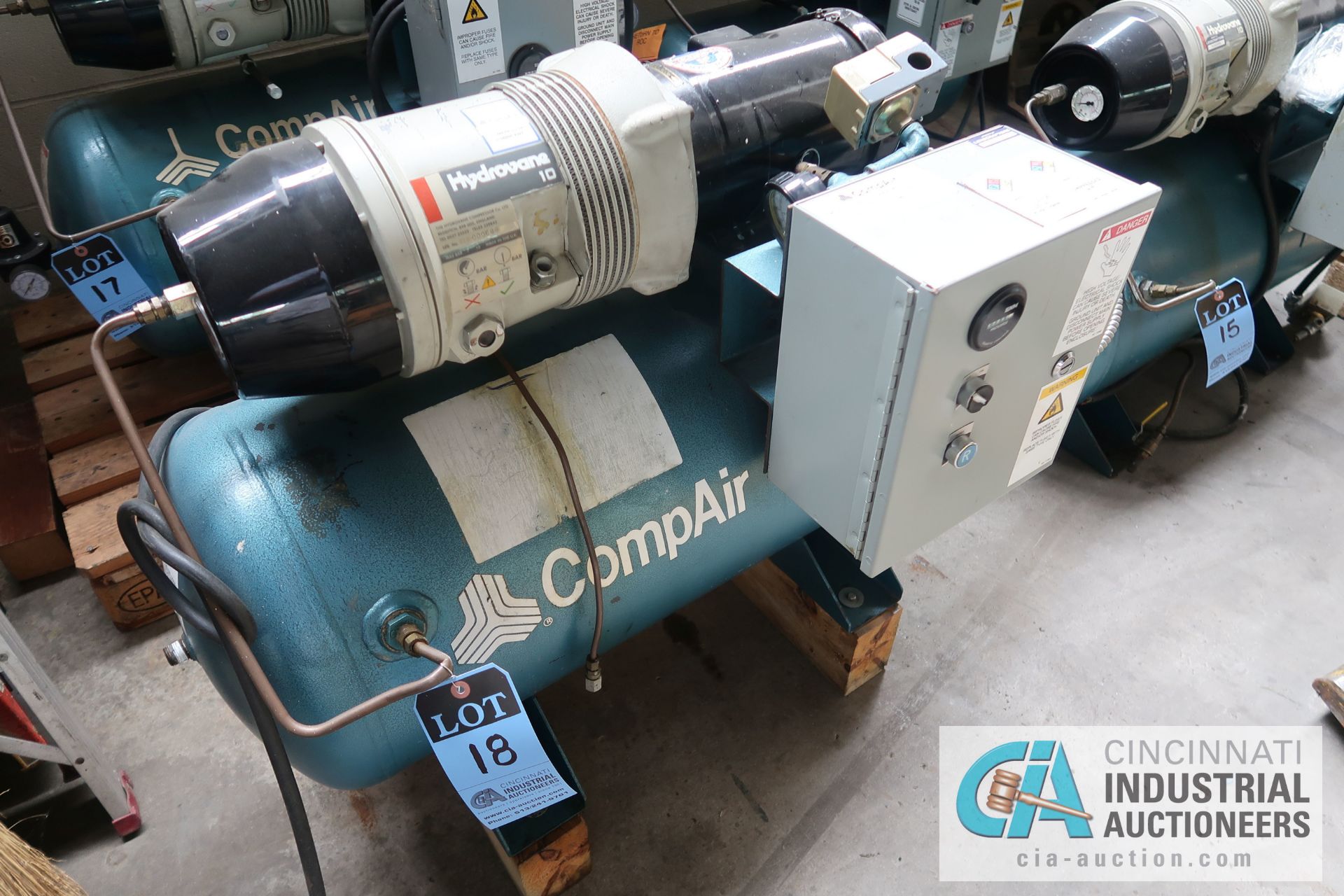 2 HP COMPAIR MODEL 10 PURS HORIZONTAL TANK AIR COMPRESSOR; S/N 010-000689, 3 PHASE, 230 VOLTS, HOURS