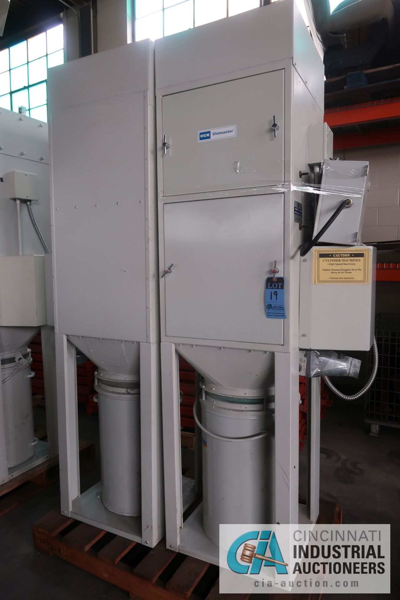 DCE MODEL UMA73GIAD UNIMASTER BOTTOM DISCHARGE DUST COLLECTORS; S/N 95-1584/08 AND 97-1082/09