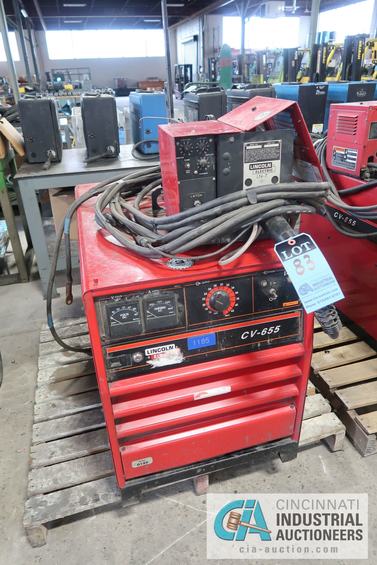 650 AMP LINCOLN ELECTRIC MODEL CV-655 WELDING POWER SOURCE; S/N U1970302855, WITH LINCOLN MODEL LN-7