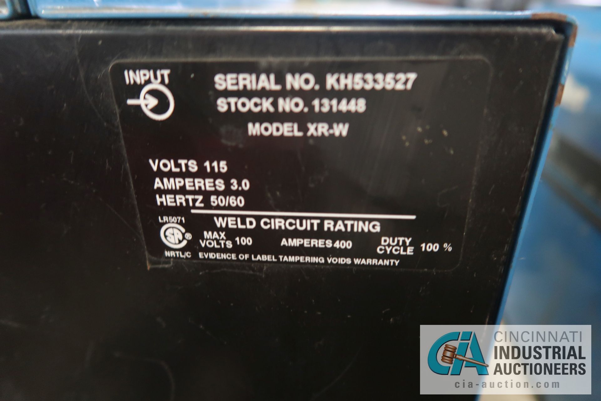 3.0 AMP MILLER MODEL XR-W EXTENDED REACH WATER COOLED WIRE FEEDER; S/N KH533527 - Image 2 of 2