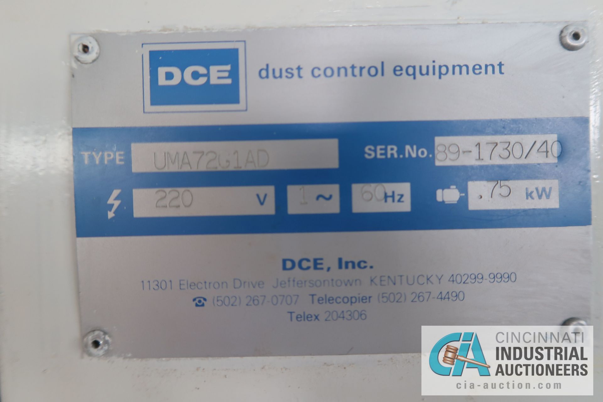 DCE MDOEL UMA72GIAD UNIMASTER BOTTOM DISCHARGE DUST COLLECTORS; S/N 89-1730/40 AND 90-1107/3 - Image 3 of 5