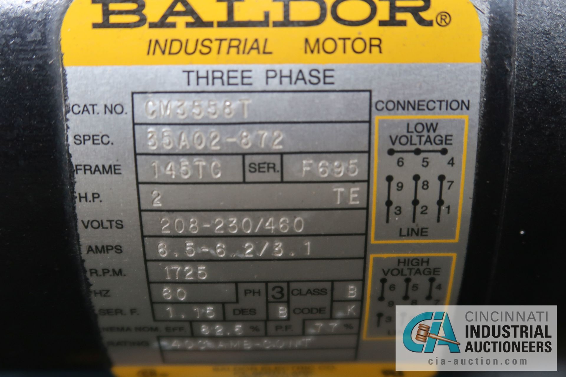 2 HP COMPAIR MODEL 10 PURS HORIZONTAL TANK AIR COMPRESSOR; S/N 010-000689, 3 PHASE, 230 VOLTS, HOURS - Image 3 of 6