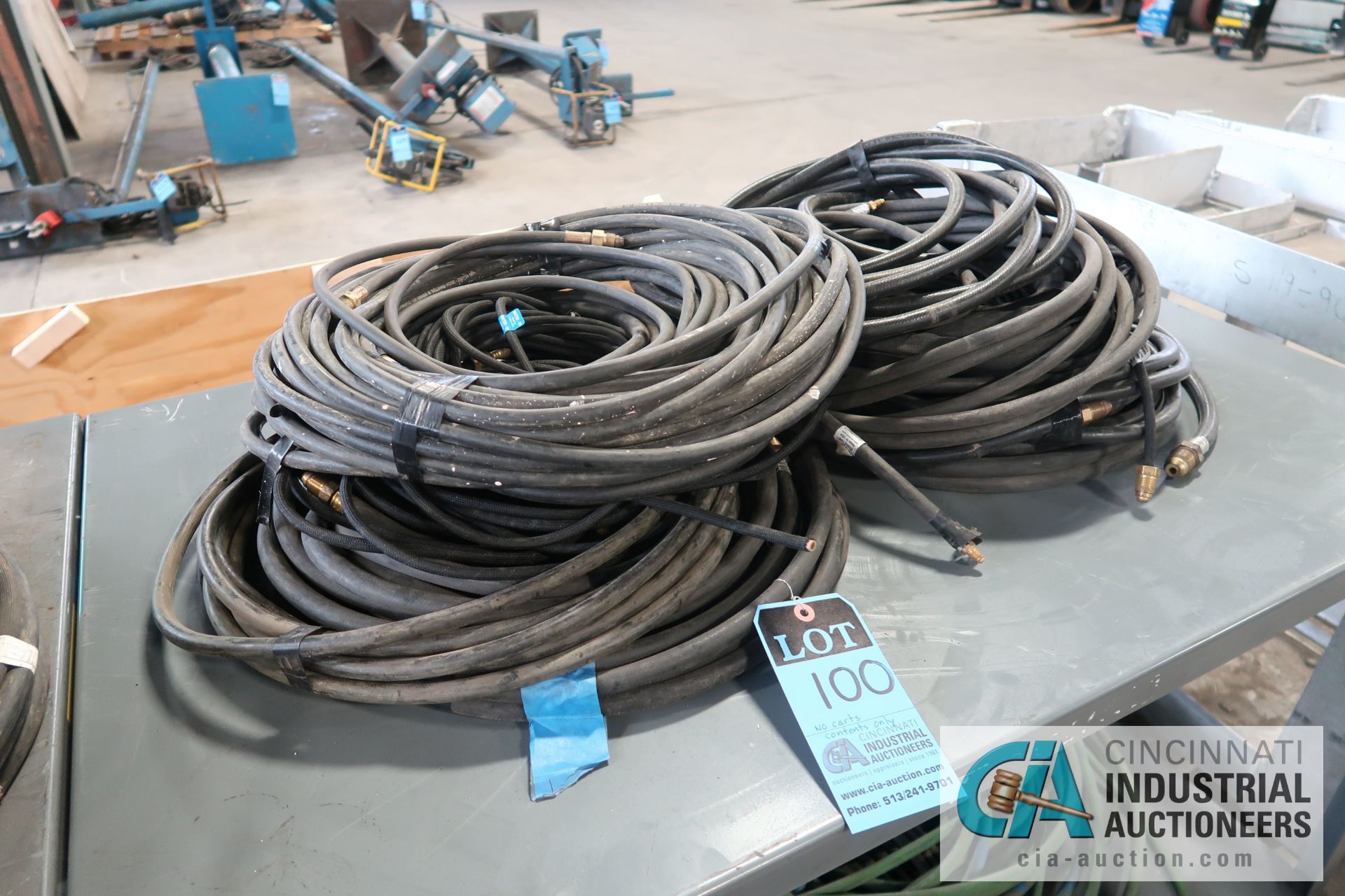 (LOT) MISCELLANEOUS USED GAS VINYL LINED HOSE **NO CART - CONTENTS ONLY**