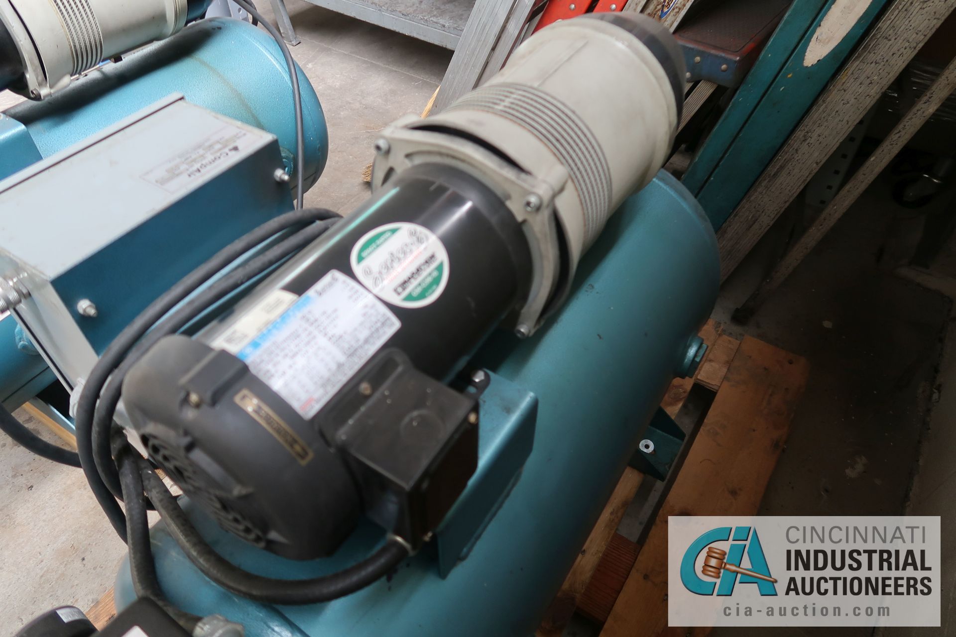 2 HP COMPAIR MODEL 10 PURS HORIZONTAL TANK AIR COMPRESSOR; S/N 010-002277, 3 PHASE, 230 VOLTS, HOURS - Image 2 of 6