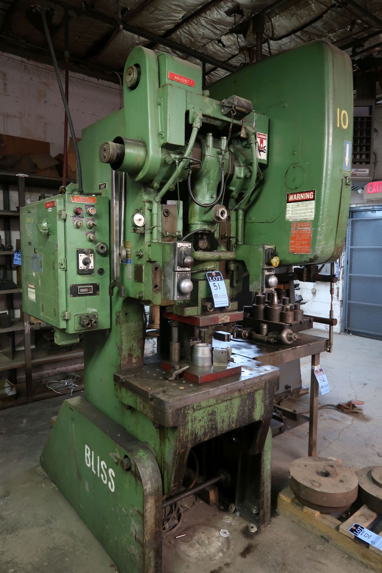 35 TON BLISS MODEL C35 OBI PRESS; S/N H65572, 3" STROKE, 2-1/2" ADJUST., 10-3/4" SHUT HEIGHT, PALM