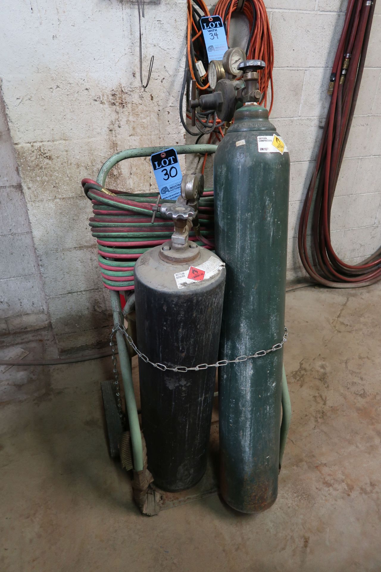 OXY-ACETYLENE CART WITH HOSE, GAUGES AND TORCH **NO TANKS**