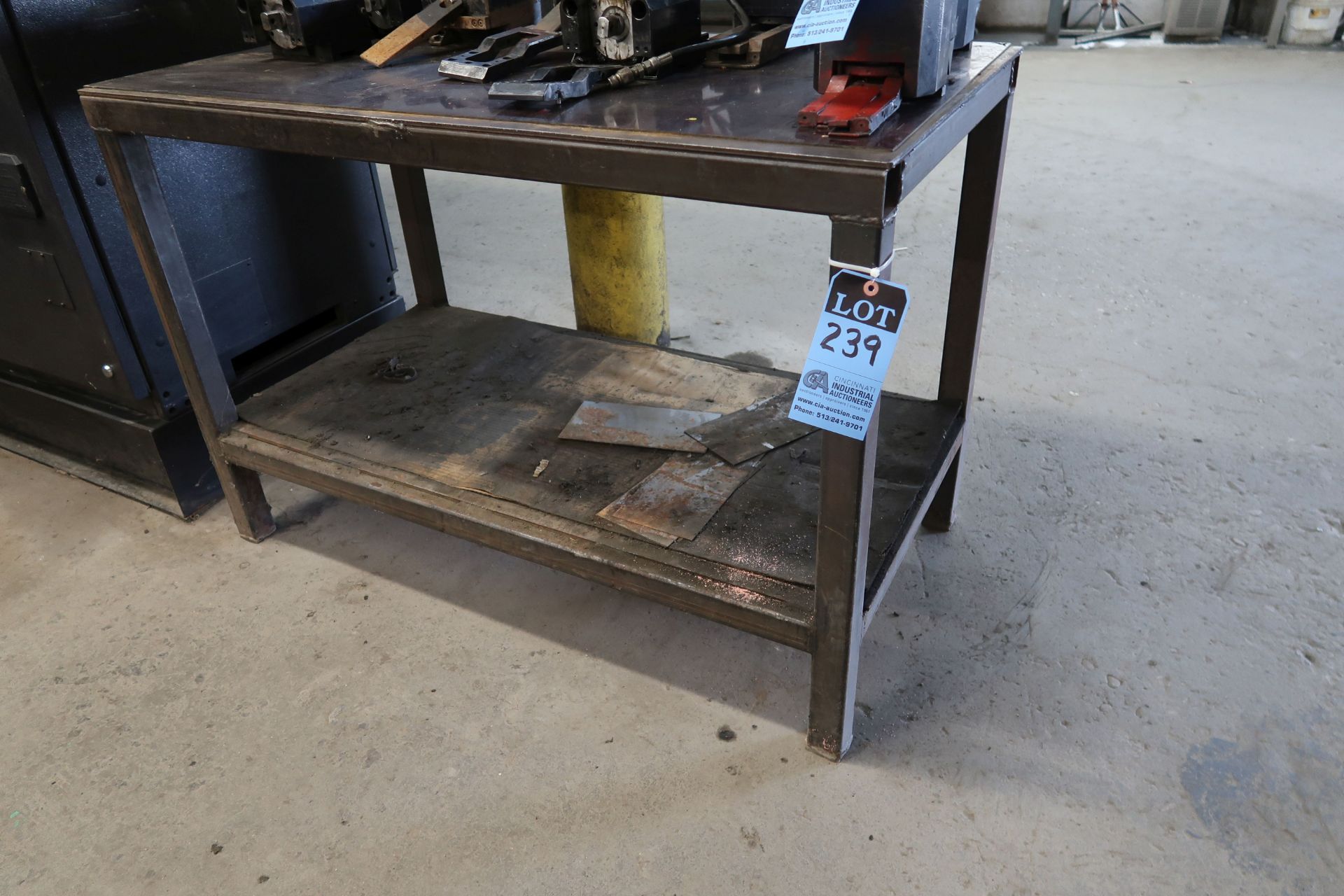 25" X 48" X 32-1/2" HIGH SHOP BUILT WELDED STEEL TABLE