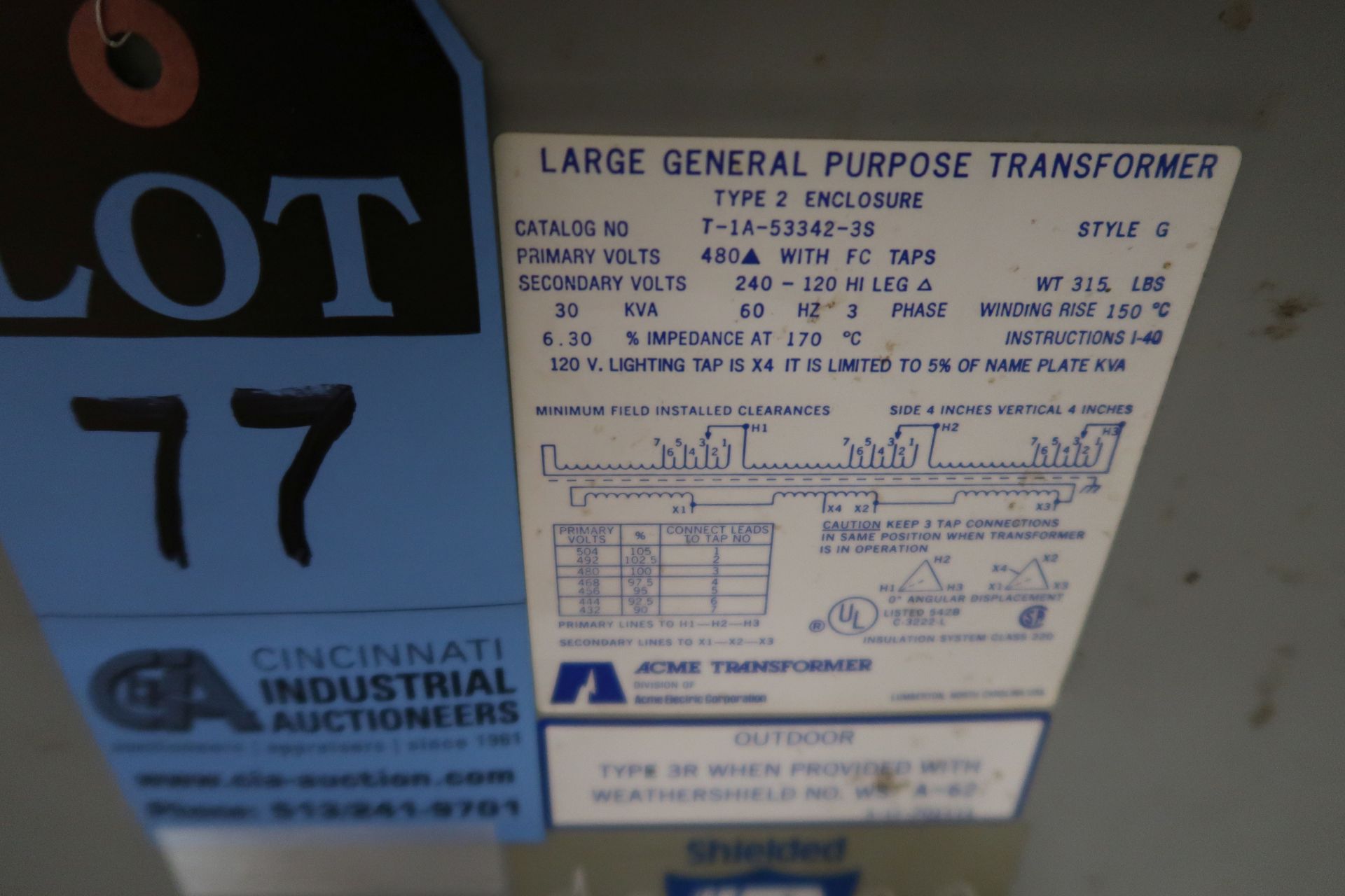 30 KVA ACME GENERAL PURPOSE TRANSFORMER - Image 2 of 2