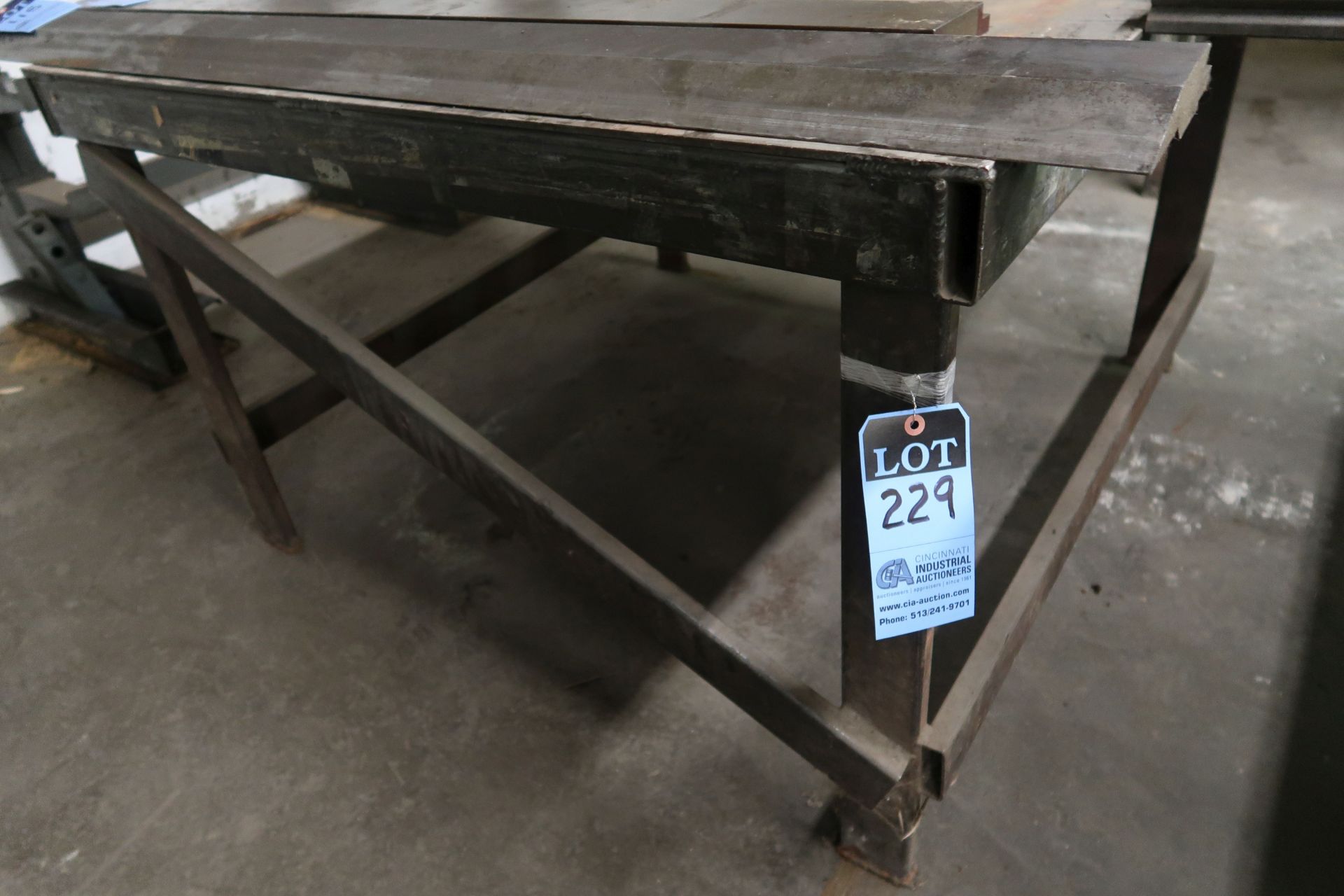 48" X 48" X 31" HIGH SHOP BUILT WELDED STEEL TABLE **NO CONTENTS** **DELAY REMOVAL - PICK UP 9-23-