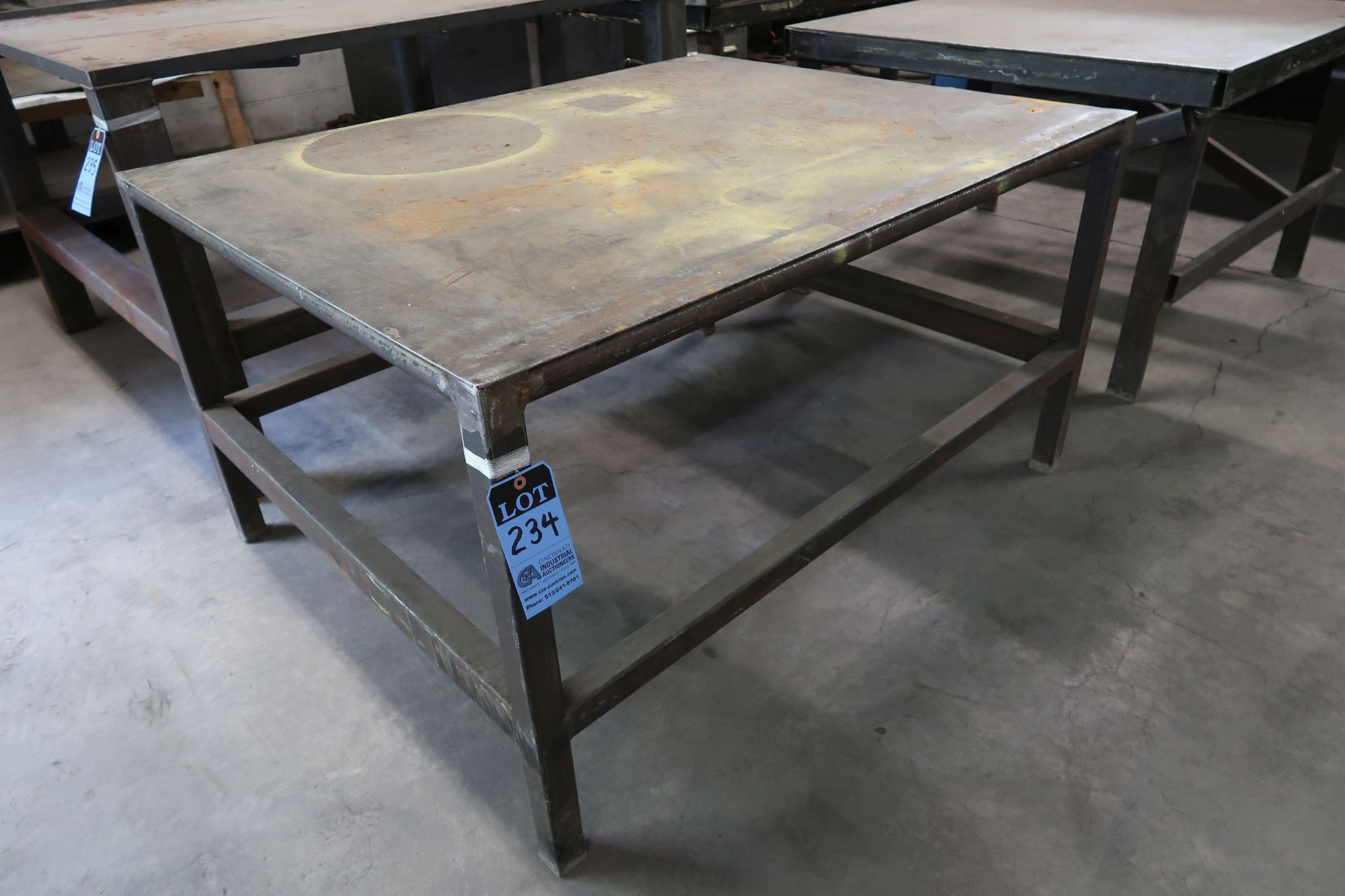 46" X 58" X 32" HIGH SHOP BUILT WELDED STEEL TABLE