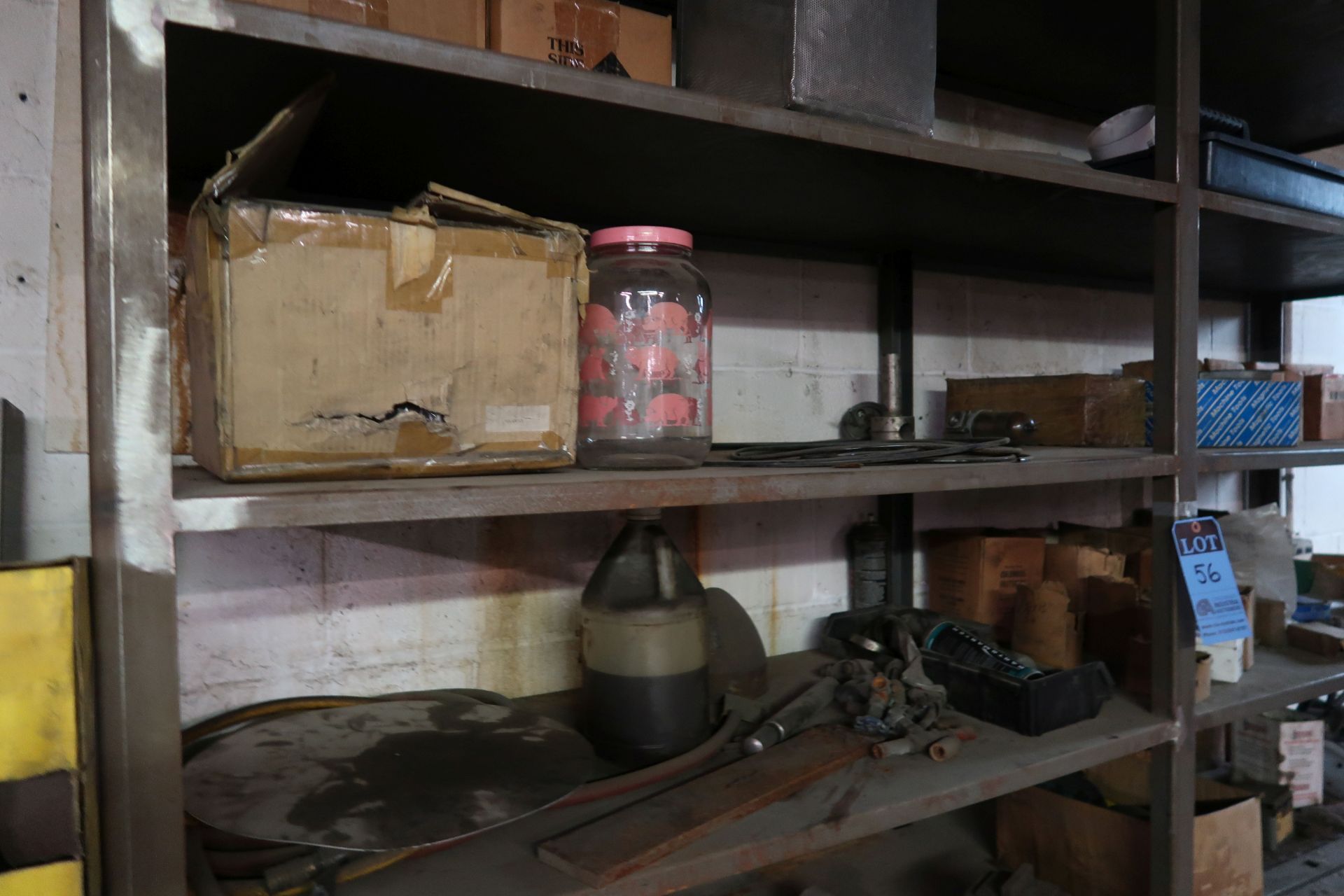 (LOT) MISCELLANEOUS HARDWARE WITH HEAVY DUTY STEEL SHELVING - Image 2 of 5