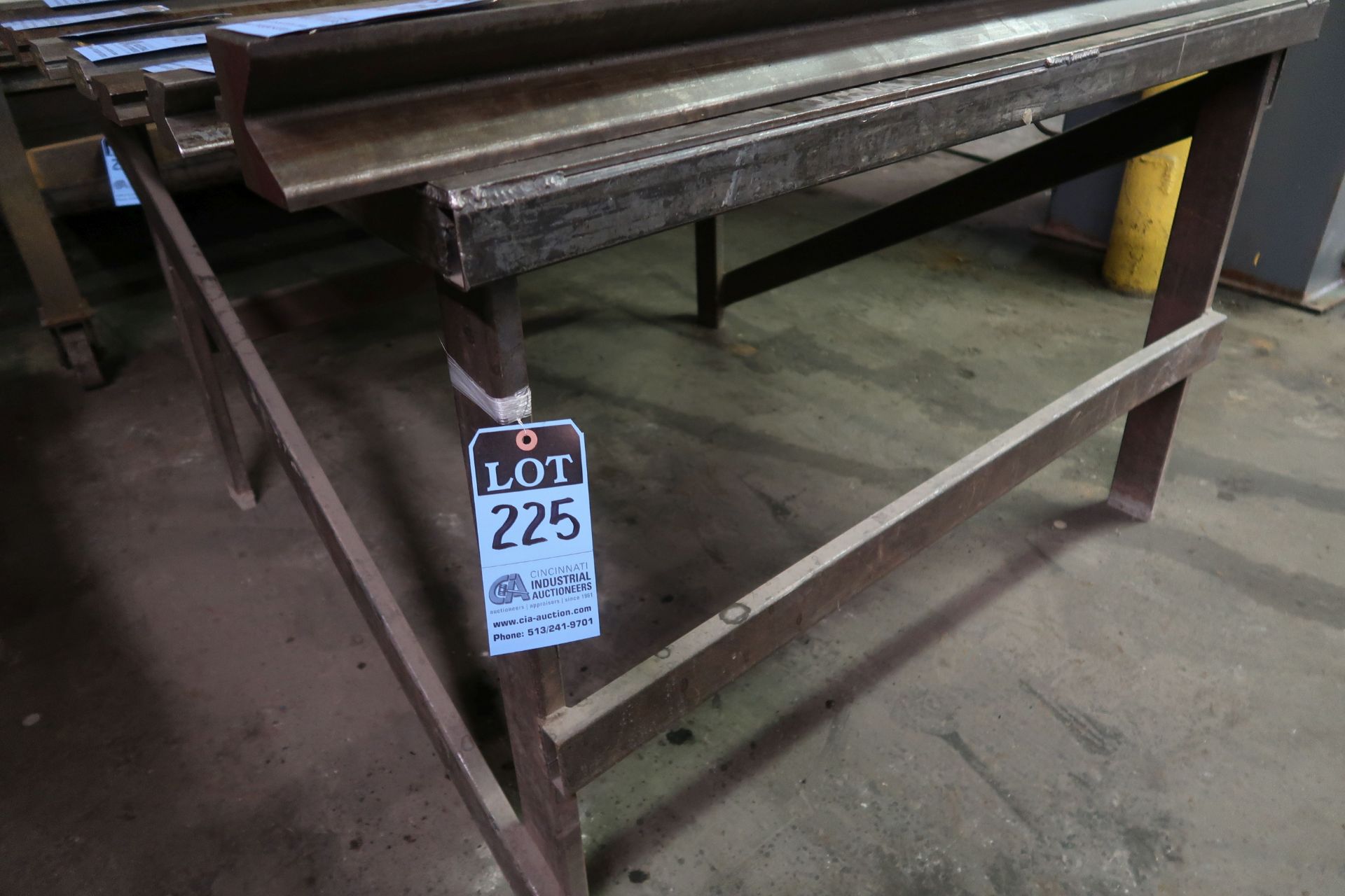 48" X 48" X 32" HIGH SHOP BUILT WELDED STEEL TABLE **NO CONTENTS** **DELAY REMOVAL - PICK UP 9-23-