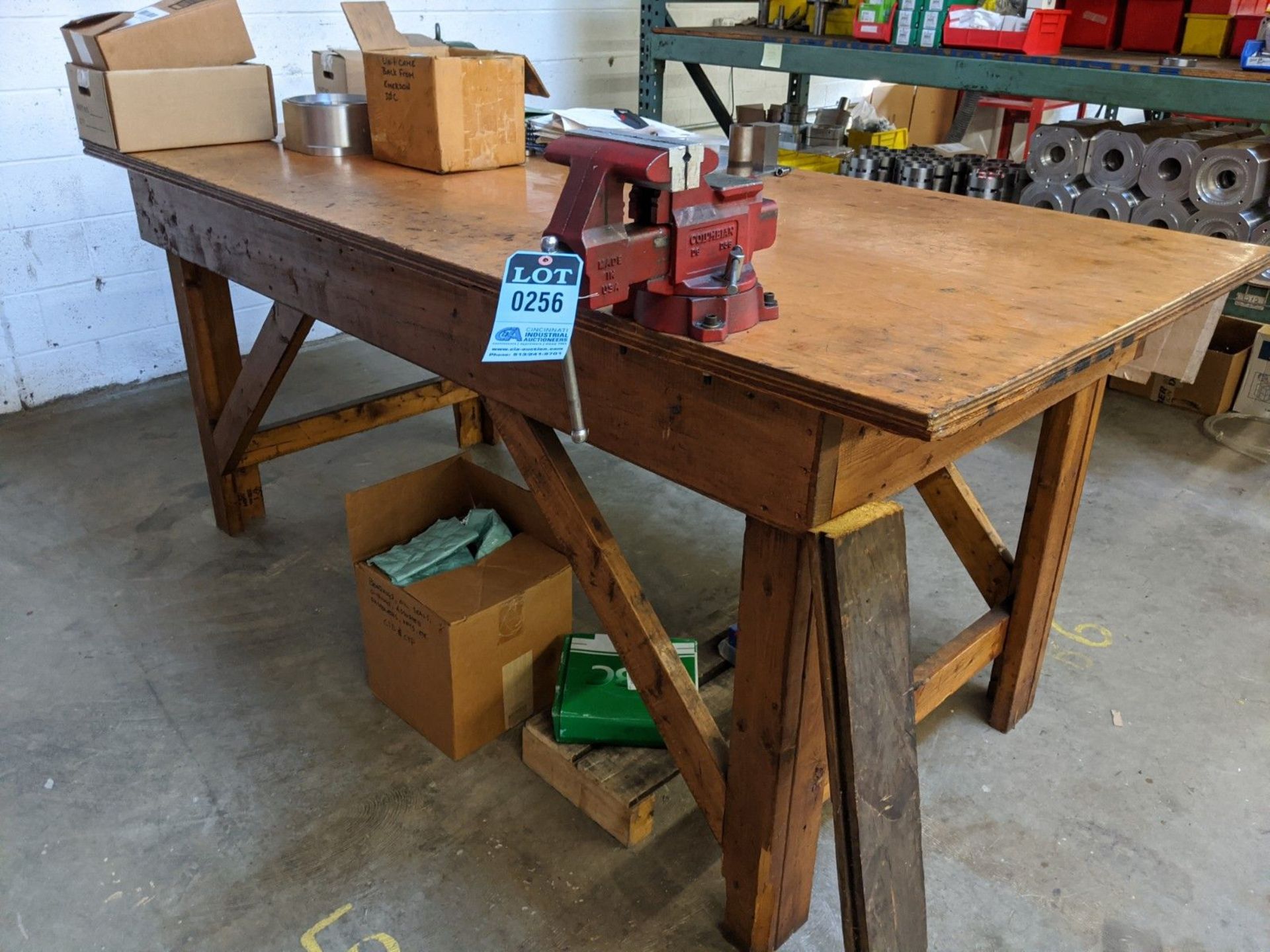 42" X 96" WOOD BENCH WITH VISE