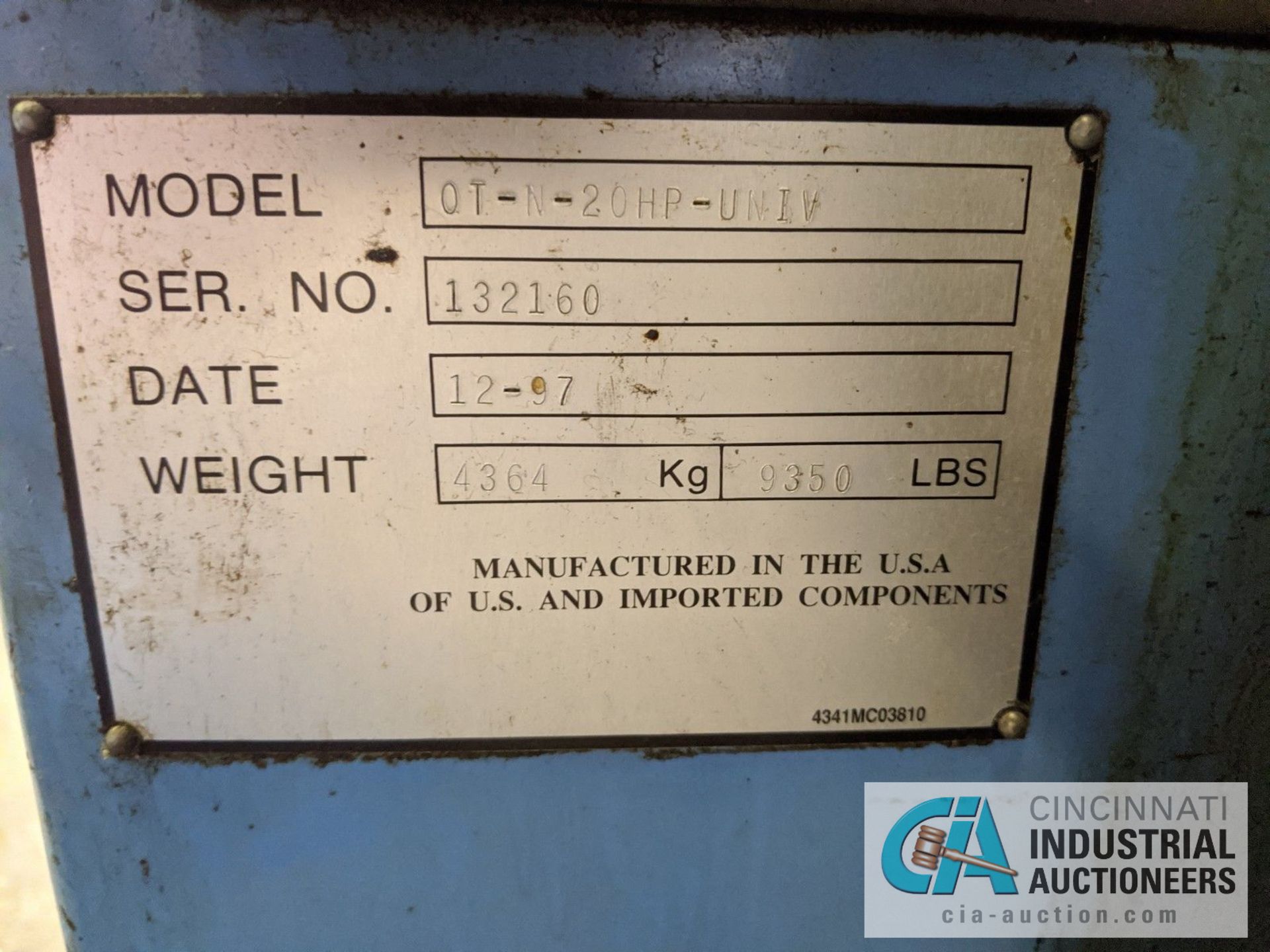 MAZAK MODEL QT-20 GP-UNIL CNC TURNING CENTER; S/N 132160, 10" 3-JAW CHUCK, TAILSTOCK, 17.32" - Image 9 of 13