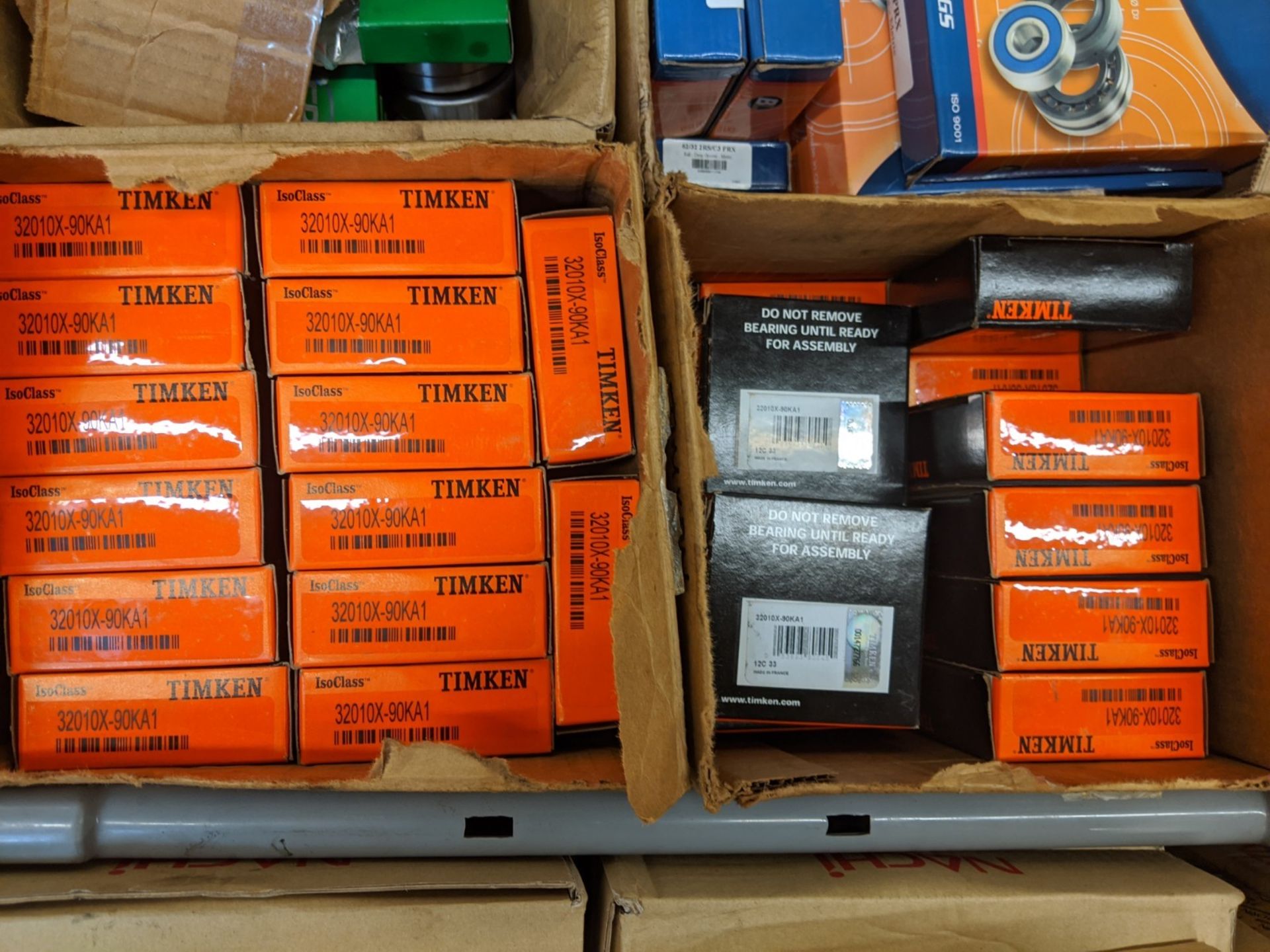 (LOT) VARIOUS SIZES BEARINGS BY NACHI, TIMKEN, BL, ORS, AND EBC (APPROX. 150 BEARINGS)