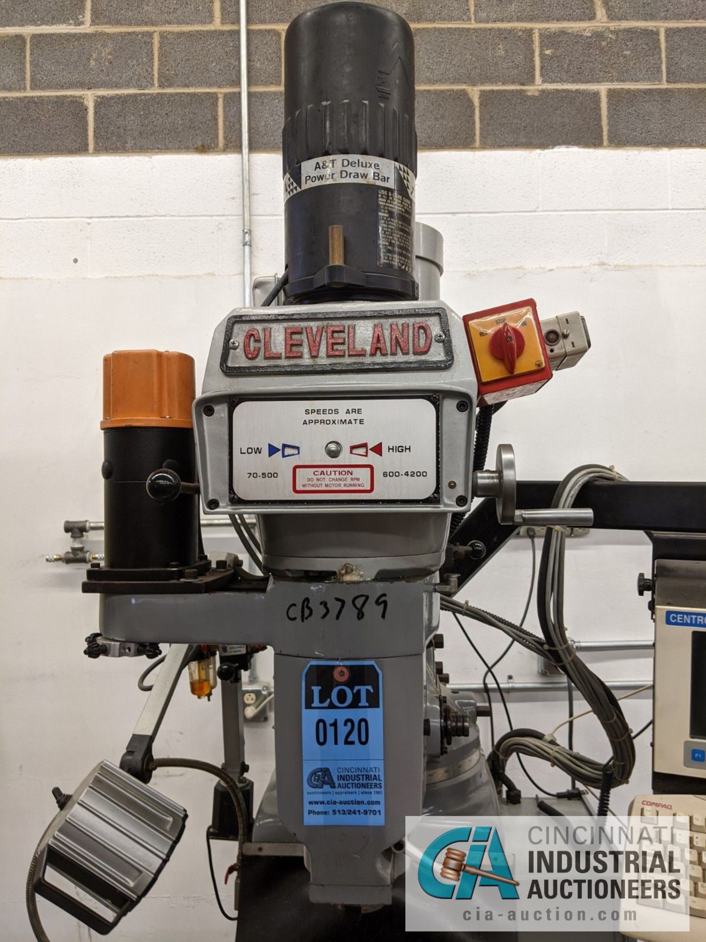 3 HP CLEVELAND MODEL CNC VERTICAL MILL, 13" X 50" TABLE, CENTROID MODEL M15-5 3-AXIS CONTROLLERS, - Image 2 of 7