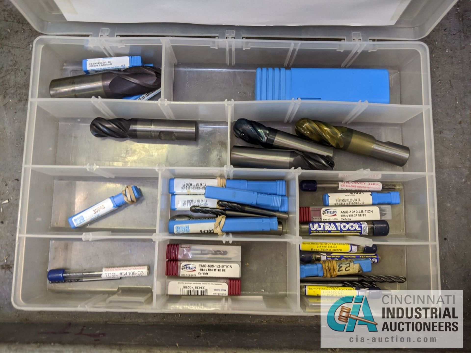 PLASTIC DRAWER INDEX WITH CARBIDE AND OTHER END MILLS - Image 2 of 9