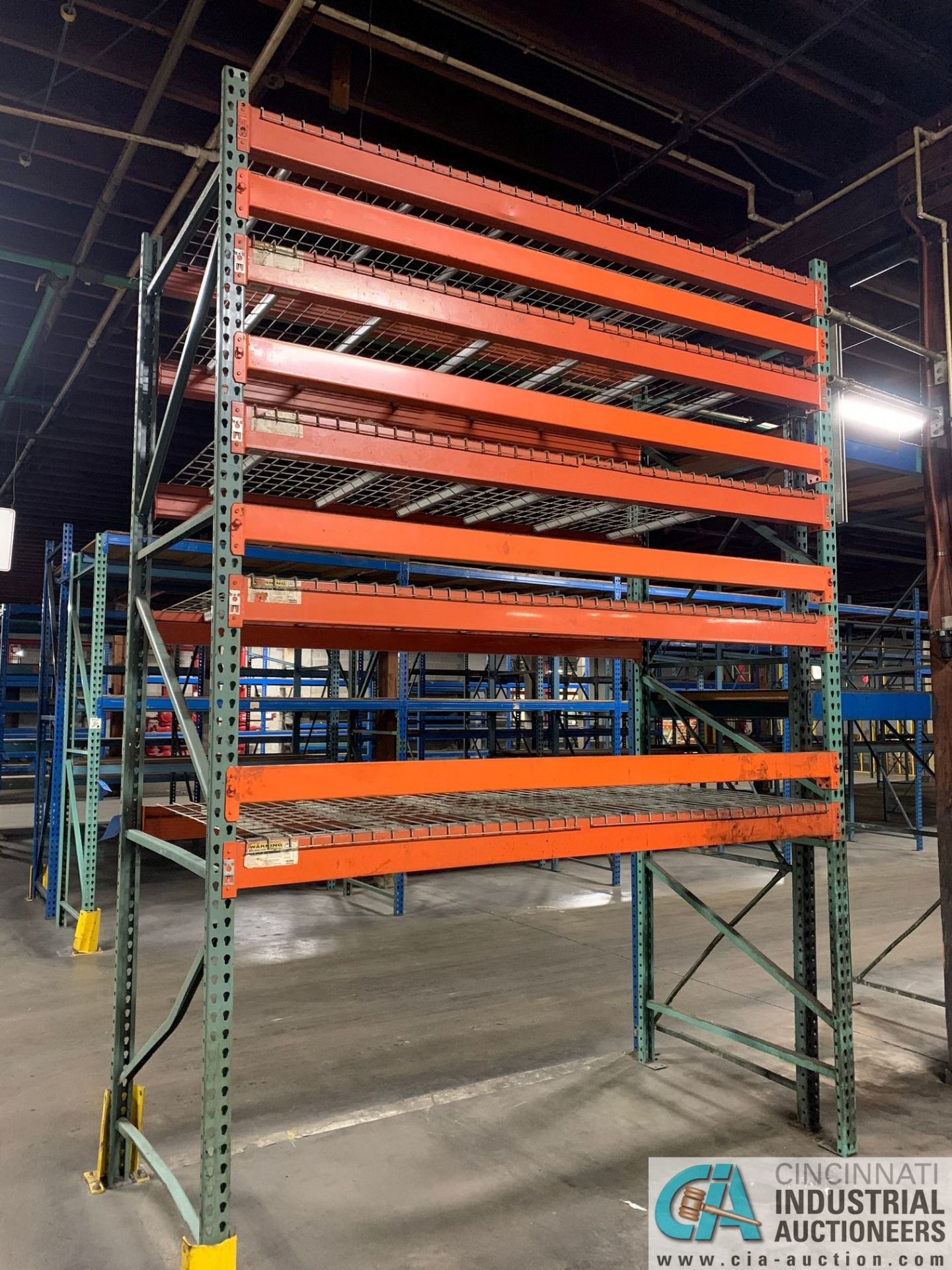 Sections 4' x 8' x 12' High Orange and Green Pallet Rack, (2) Uprights, (10) 5" Beams, (4) 4" Beams, - Image 3 of 3