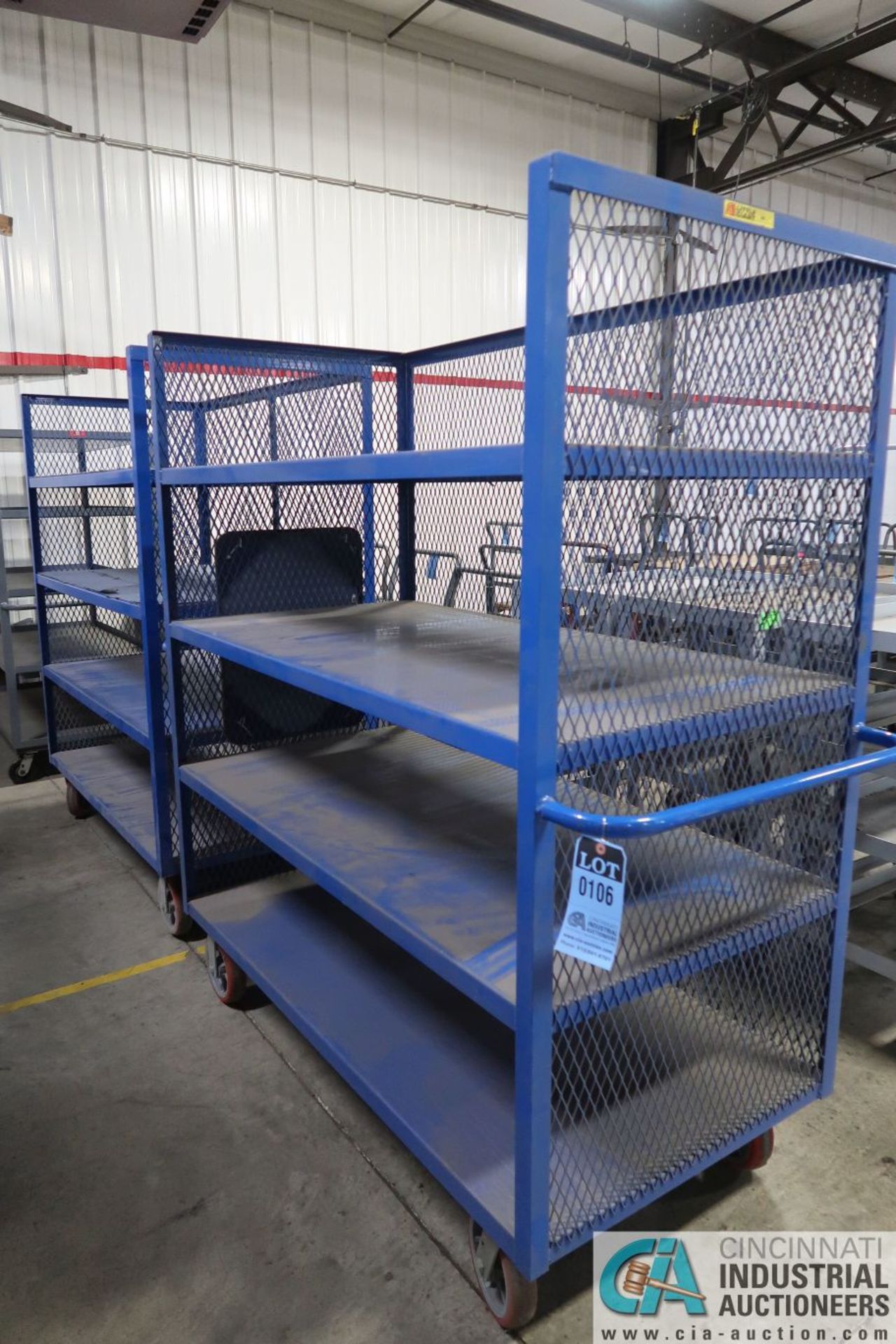 30" X 60" X 71" HIGH LITTLE GIANT THREE-SIDED MESH SIDED MULTI SHELF CARTS