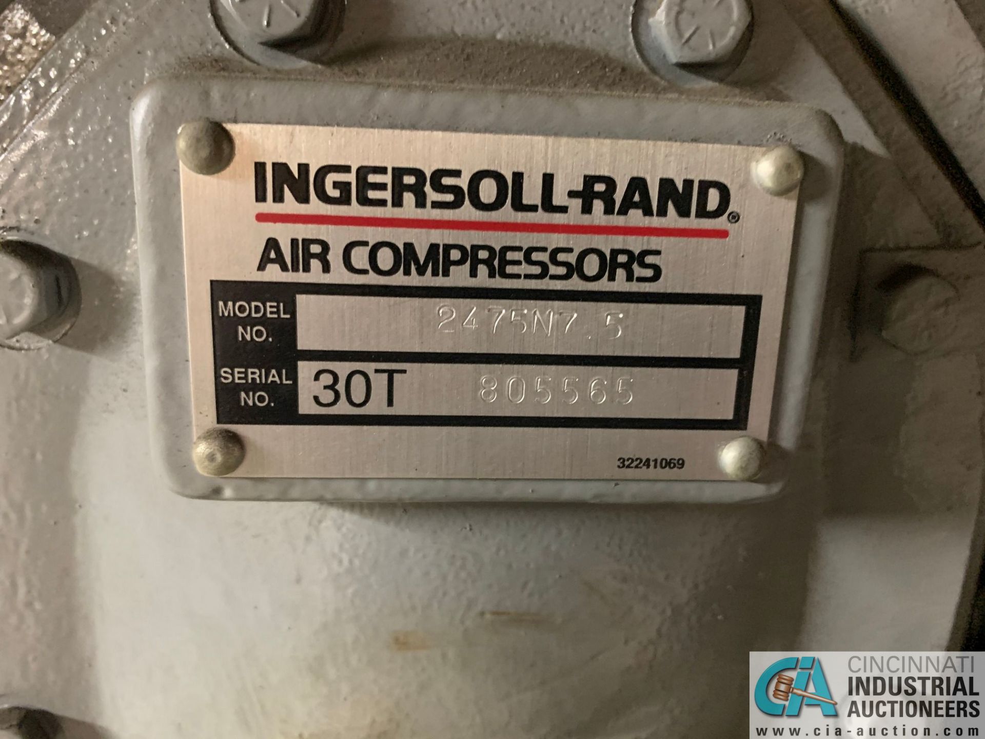 7.5 HP INGERSOLL-RAND MODEL 2475N7.5230 VERTICAL TANK AIR COMPRESSOR, WITH CURTIS MODEL CHT35 - Image 3 of 6