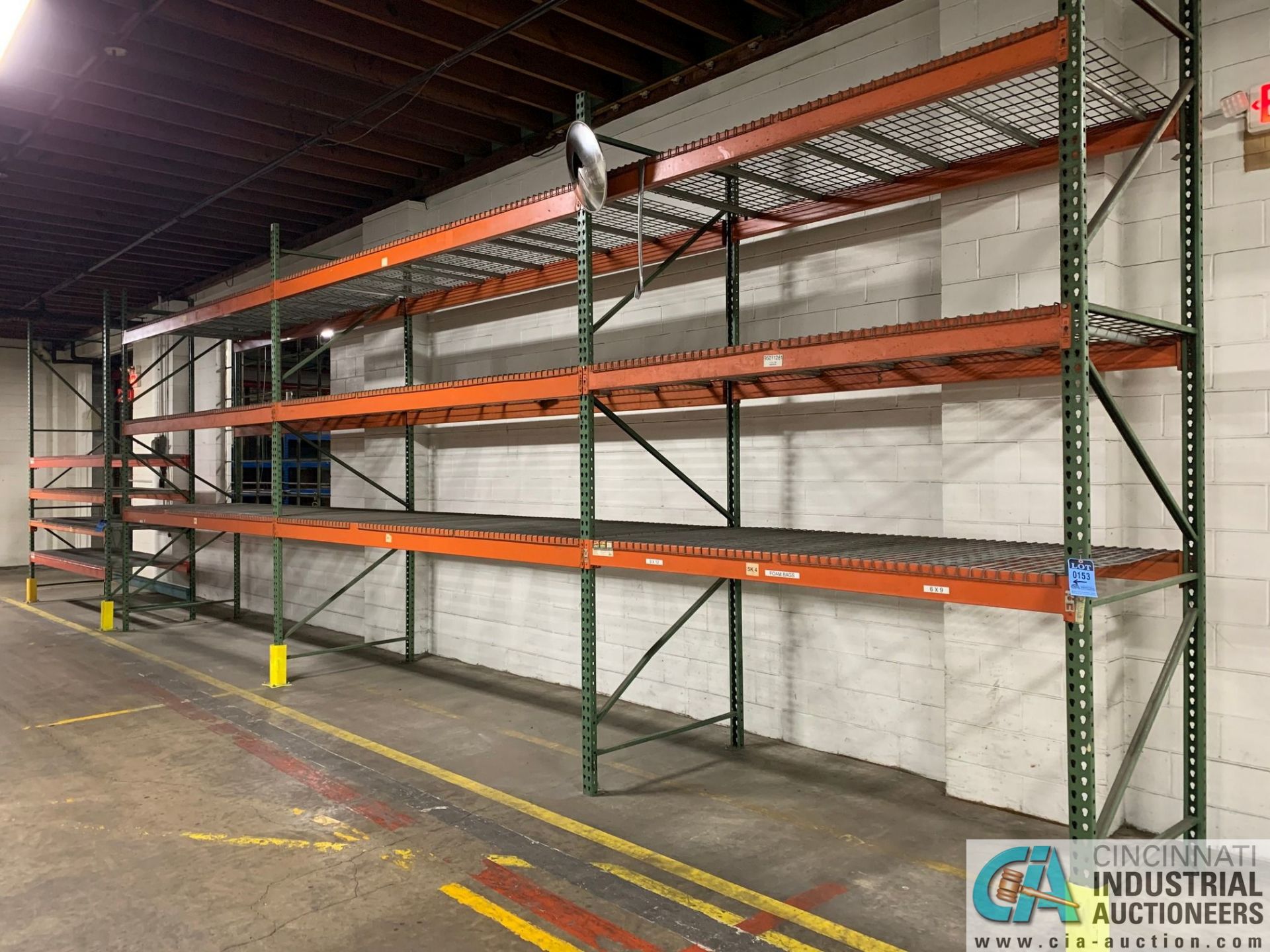 Sections Various Size Green and Orange Rack in Parts Washer Room, (28) Uprights, (92) Beams, (100)