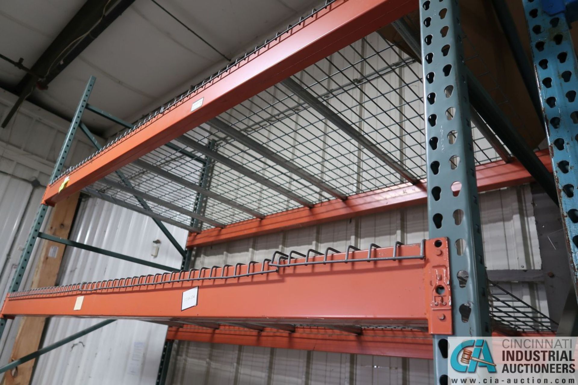 Free-Standing Sections Orange and Green Pallet Rack Along Dock Wall (8) Uprights, (14) Beams, (12) - Image 17 of 17