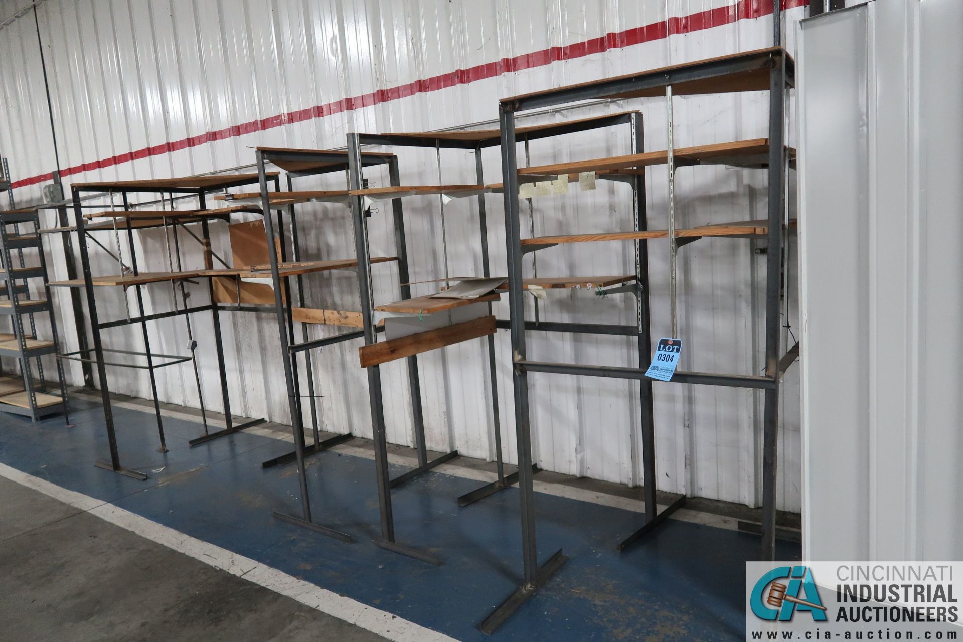 (LOT) SHOP BUILT ANGLE IRON SHELVING